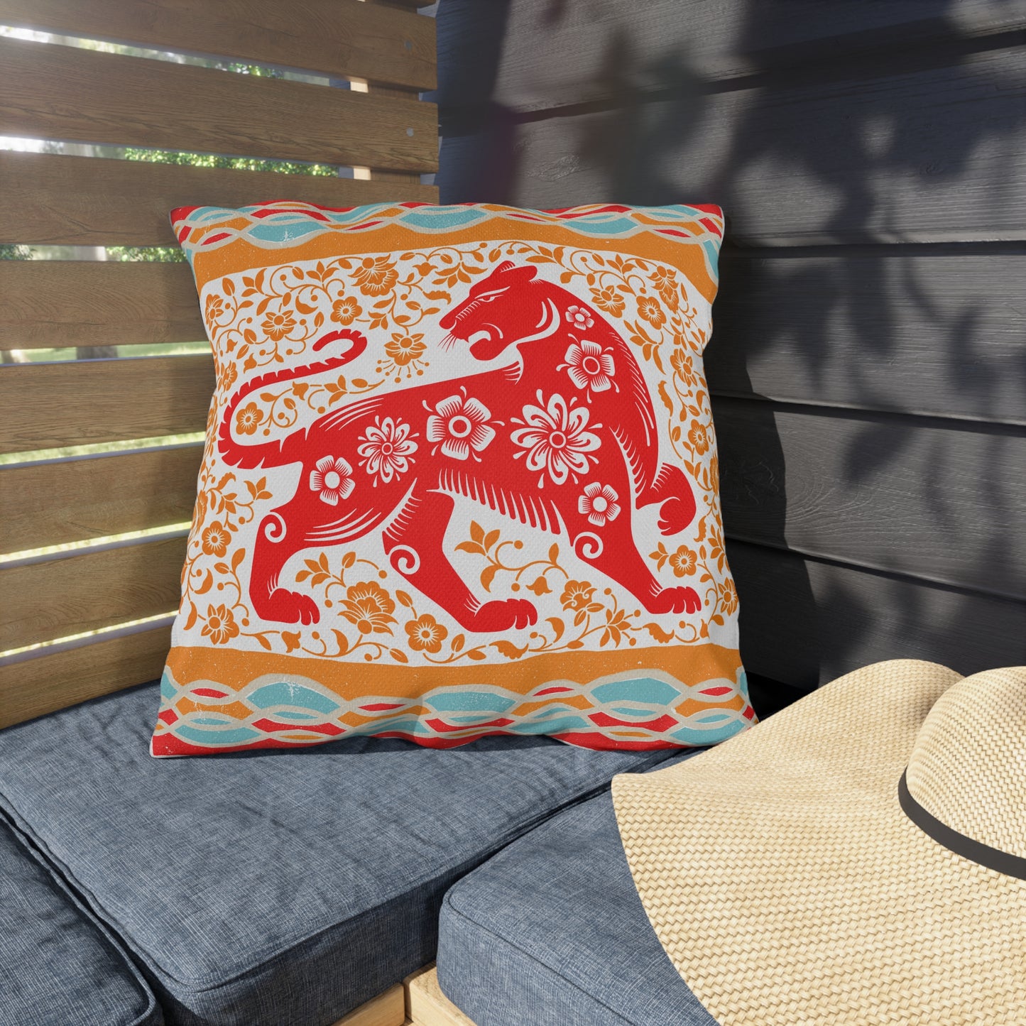 Outdoor Pillows - Vibrant Tribal Tiger Design