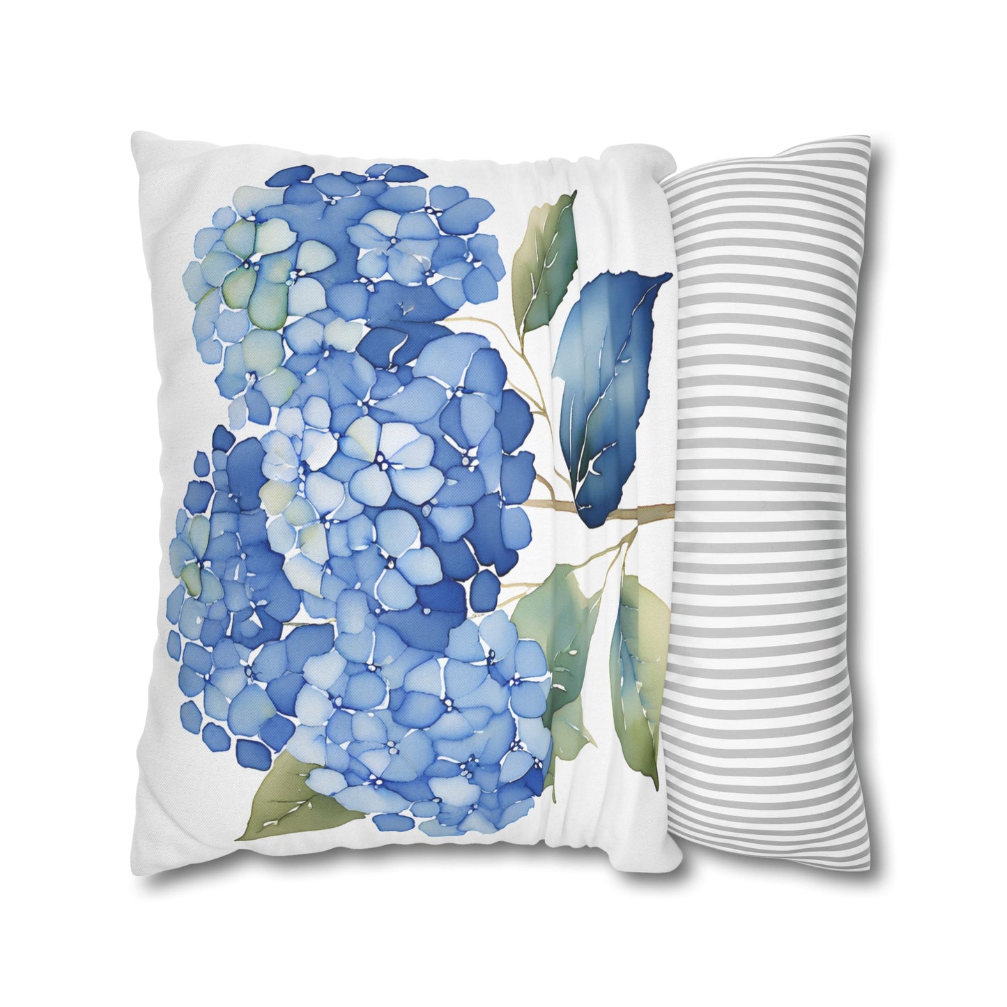 Blue Floral Hydrangea Square Pillowcase - Cozy Home Decor