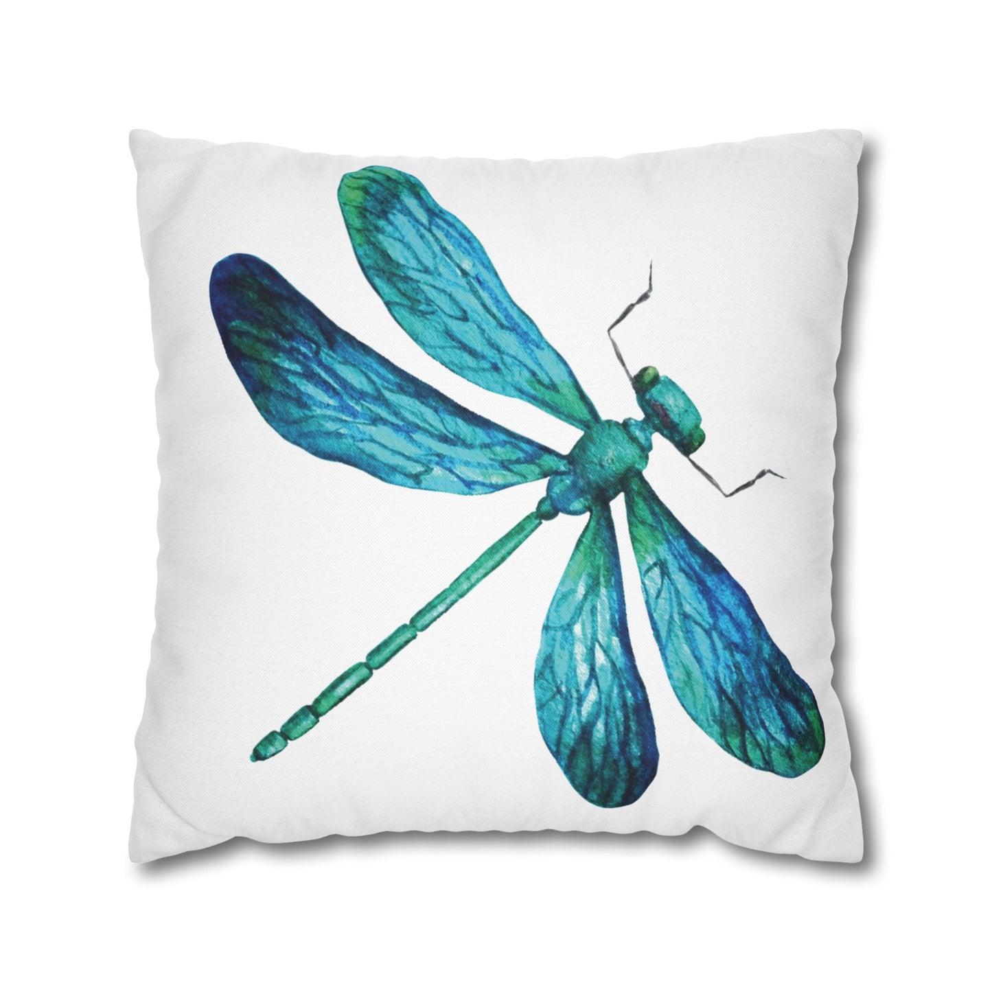 Turquoise and Blue Dragonfly Print Pillowcase, Decorative Cushion Cover, Home Decor, Gift for Nature Lovers, Boho Style, Cozy Living Room Accent