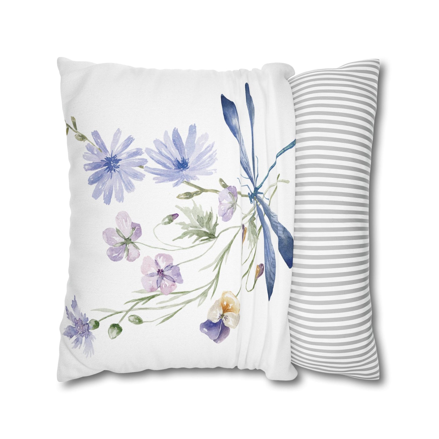 Floral Dragonfly Decorative Pillowcase | Home Décor, Gifts for Her, Couch Cushion Cover, Spring/Summer Accent, Nature Lover's Gift