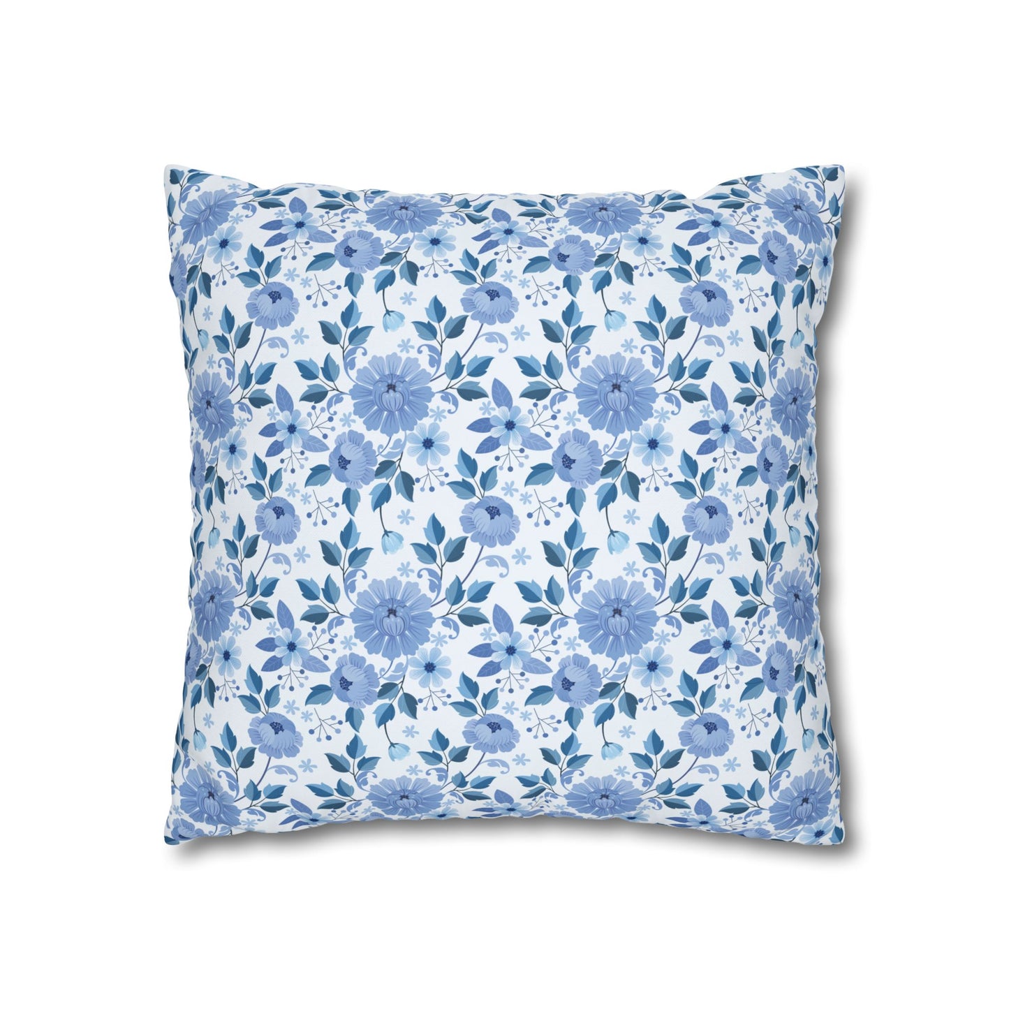 Floral Print Throw Pillowcase, Cozy Home Decor, Gift for Her, Accent Cushions, Living Room Comfort, Wedding Gift, Blue Flower Cushion