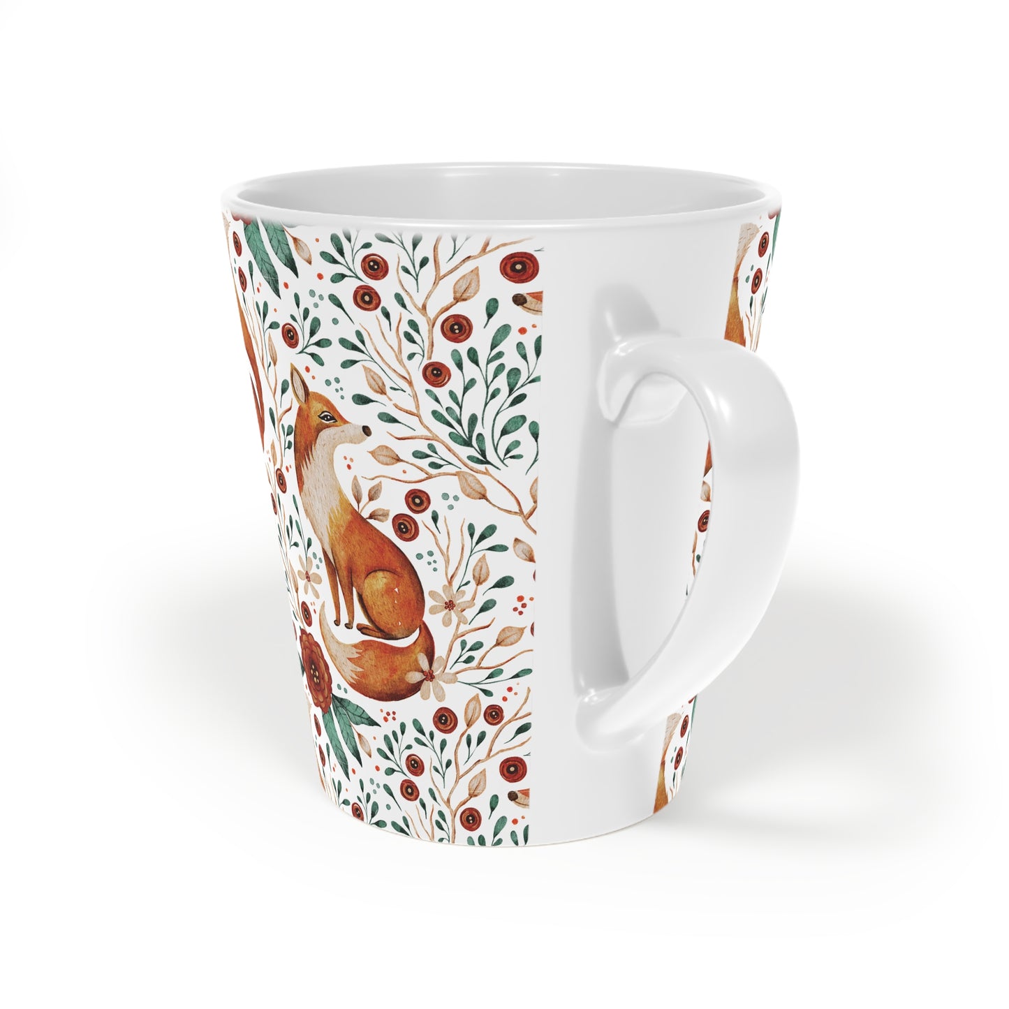 Whimsical Fox Latte Mug - 12oz Floral Design for Cozy Mornings