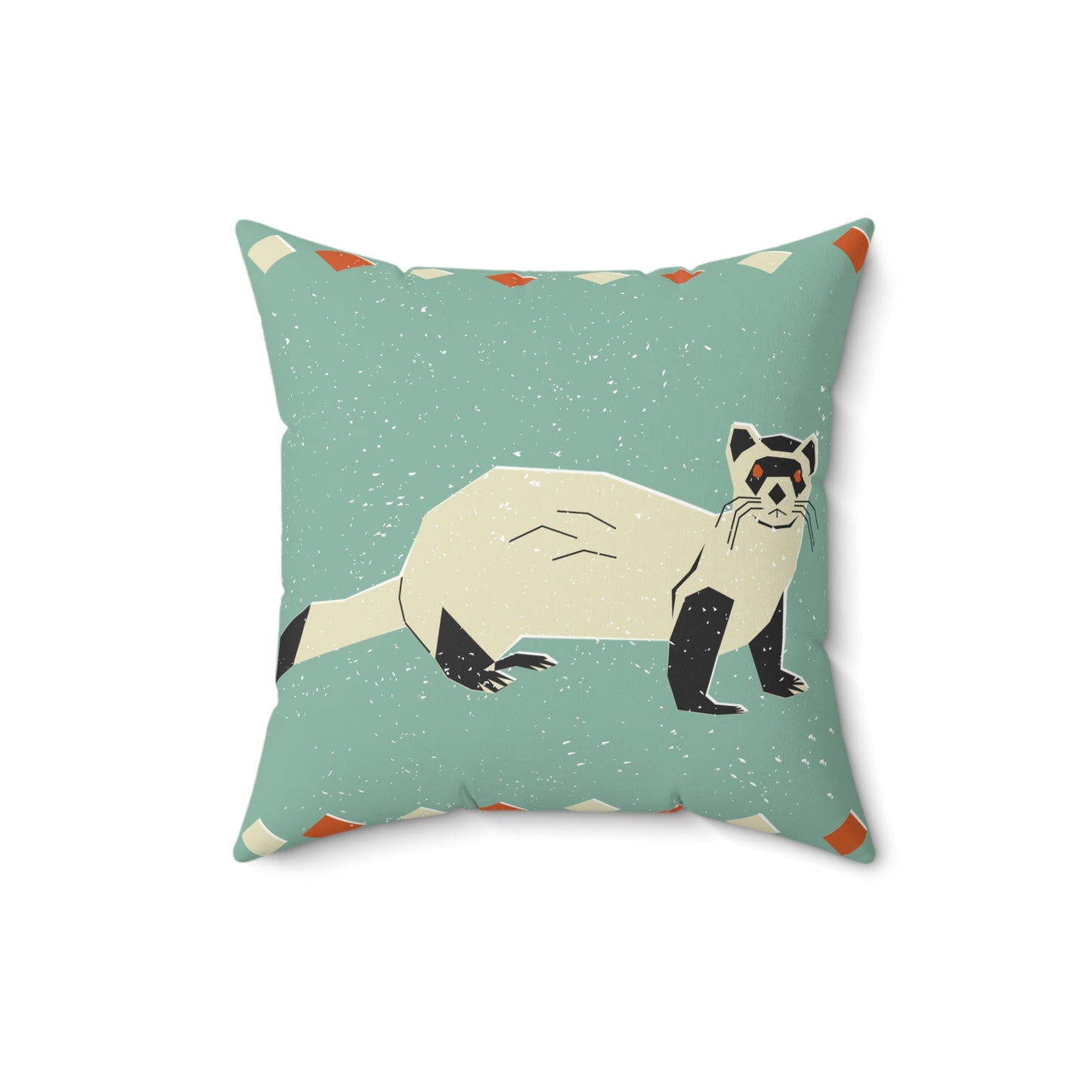 Retro Ferret Throw Pillow – Whimsical Woodland Accent