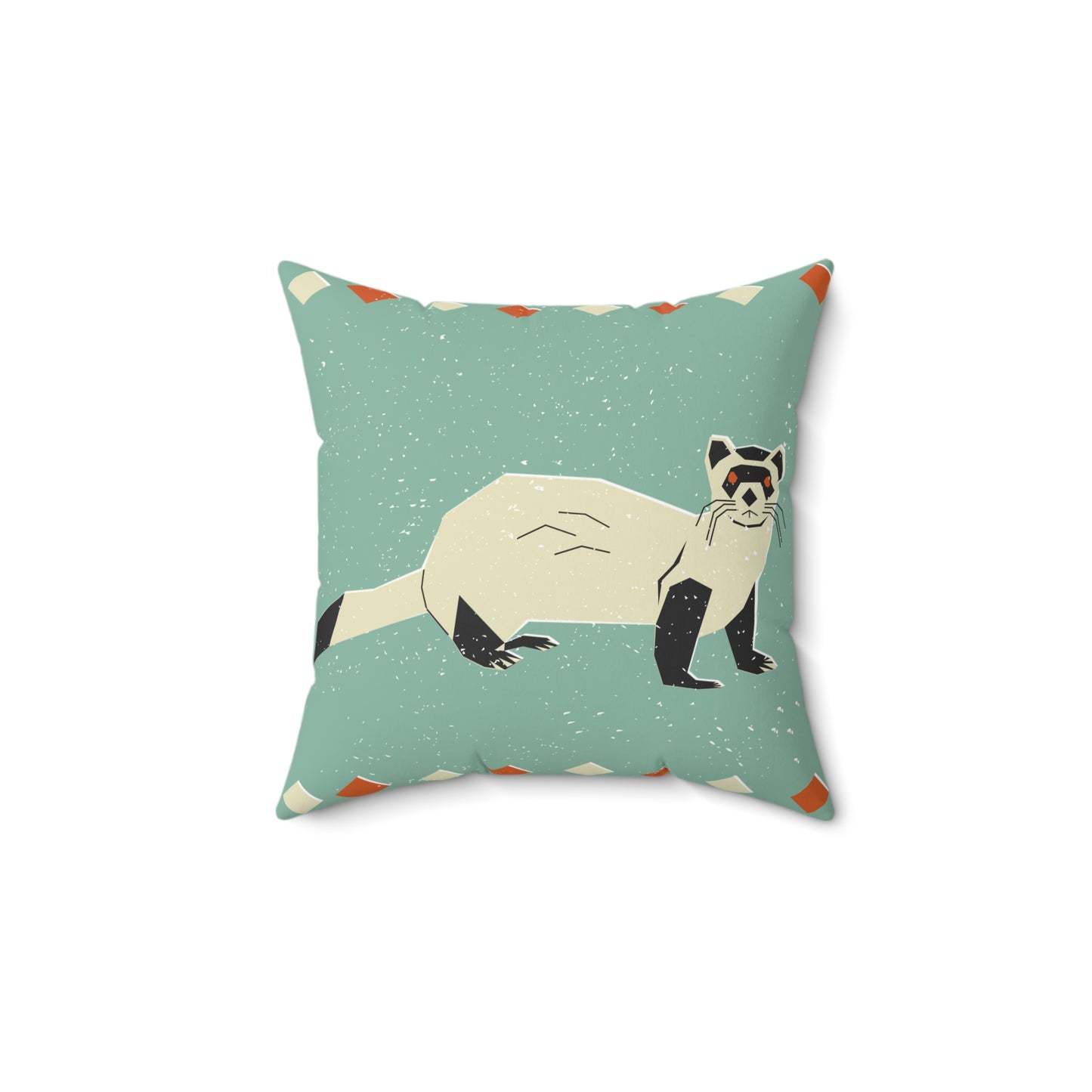 Retro Ferret Throw Pillow – Whimsical Woodland Accent