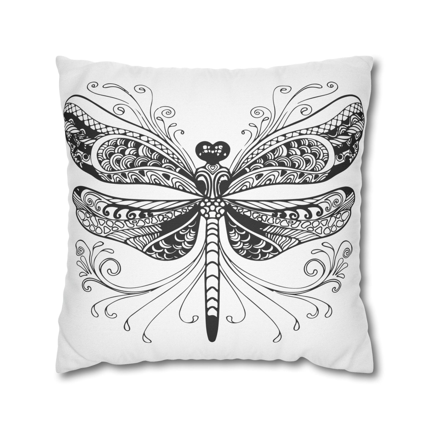 Elegant Black and White Dragonfly Pillowcase, Decorative Throw Pillow Cover, Modern Home Decor, Gift for Nature Lovers, Cozy Living Room Accent