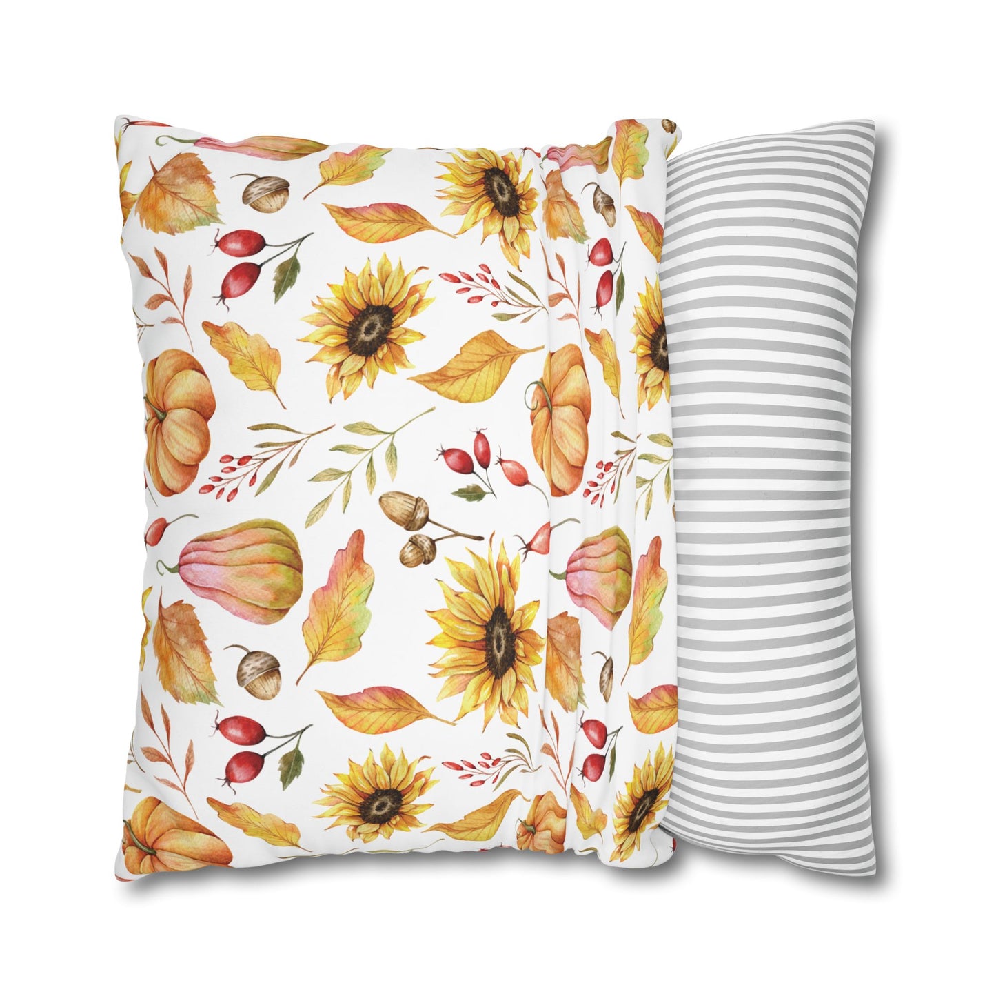 Floral Pumpkin Pillowcase, Cozy Home Decor, Fall Decor, Harvest Celebration, Thanksgiving Gift, Floral Accent Pillow