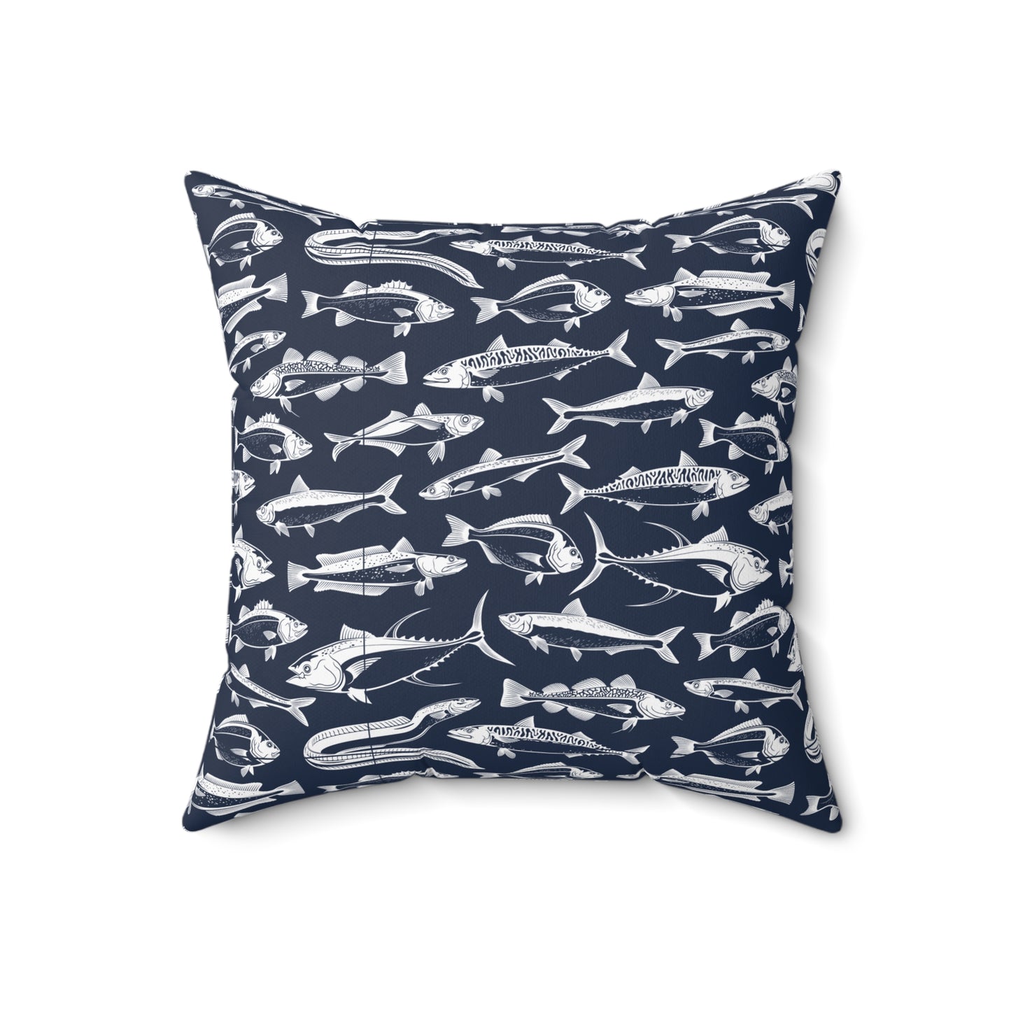 Nautical Cross Design & Fish Pattern on Back Side - Beach Lover Decorative Cushion