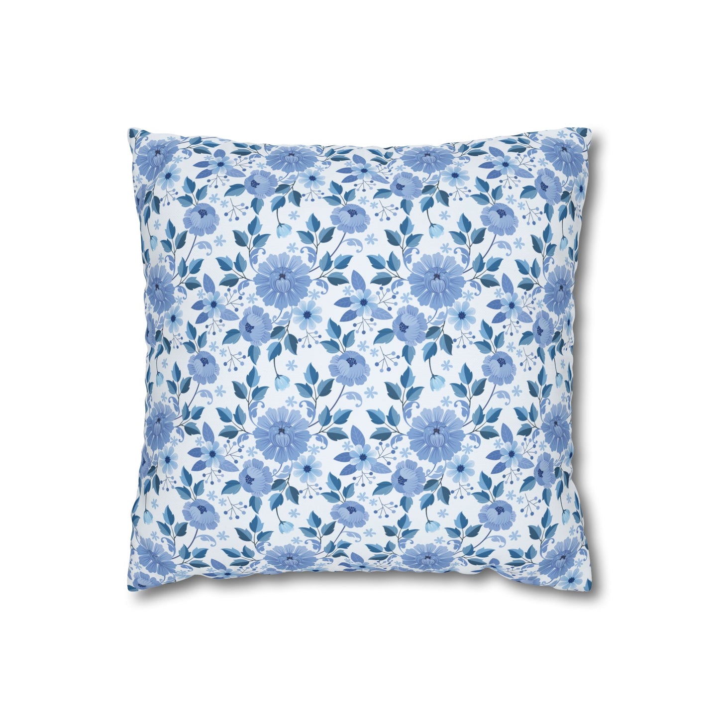 Floral Print Throw Pillowcase, Cozy Home Decor, Gift for Her, Accent Cushions, Living Room Comfort, Wedding Gift, Blue Flower Cushion