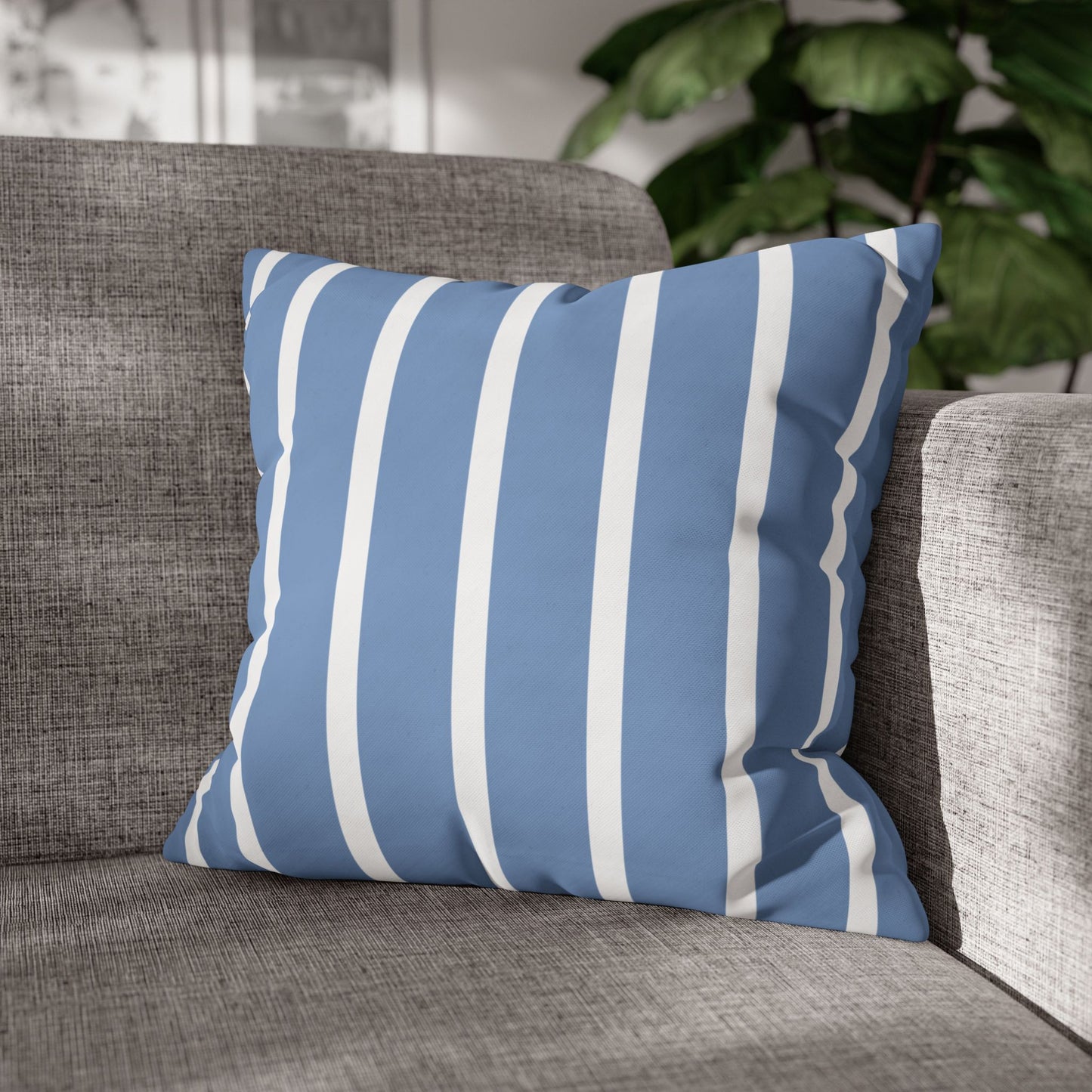 Stylish Striped Throw Pillowcase, Decorative Cushion Cover, Modern Home Decor, Blue Stripe Accent Pillow, Gift for Couch Lovers