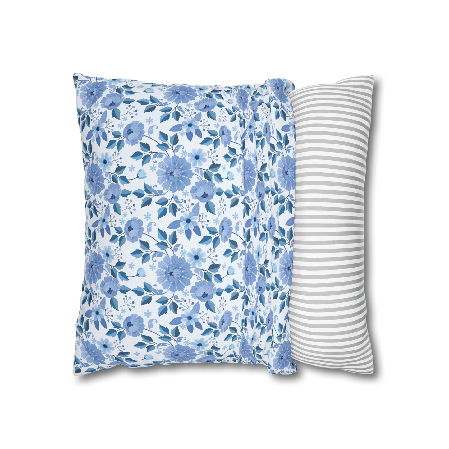 Floral Print Throw Pillowcase, Cozy Home Decor, Gift for Her, Accent Cushions, Living Room Comfort, Wedding Gift, Blue Flower Cushion