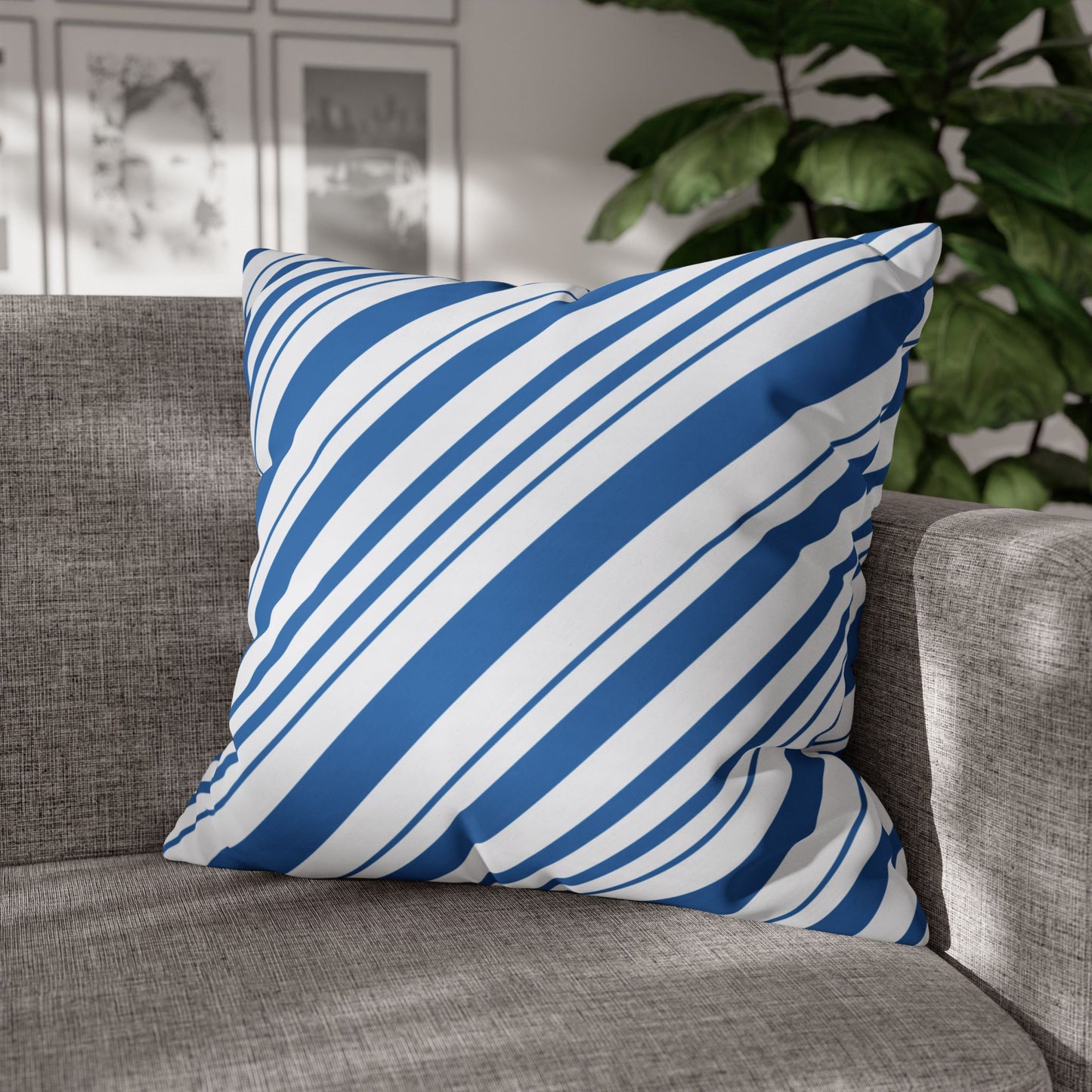 Stylish Blue Striped Pillowcase, Modern Home Décor, Cozy Couch Accessory, Gift for Housewarming, Nautical Theme Decoration