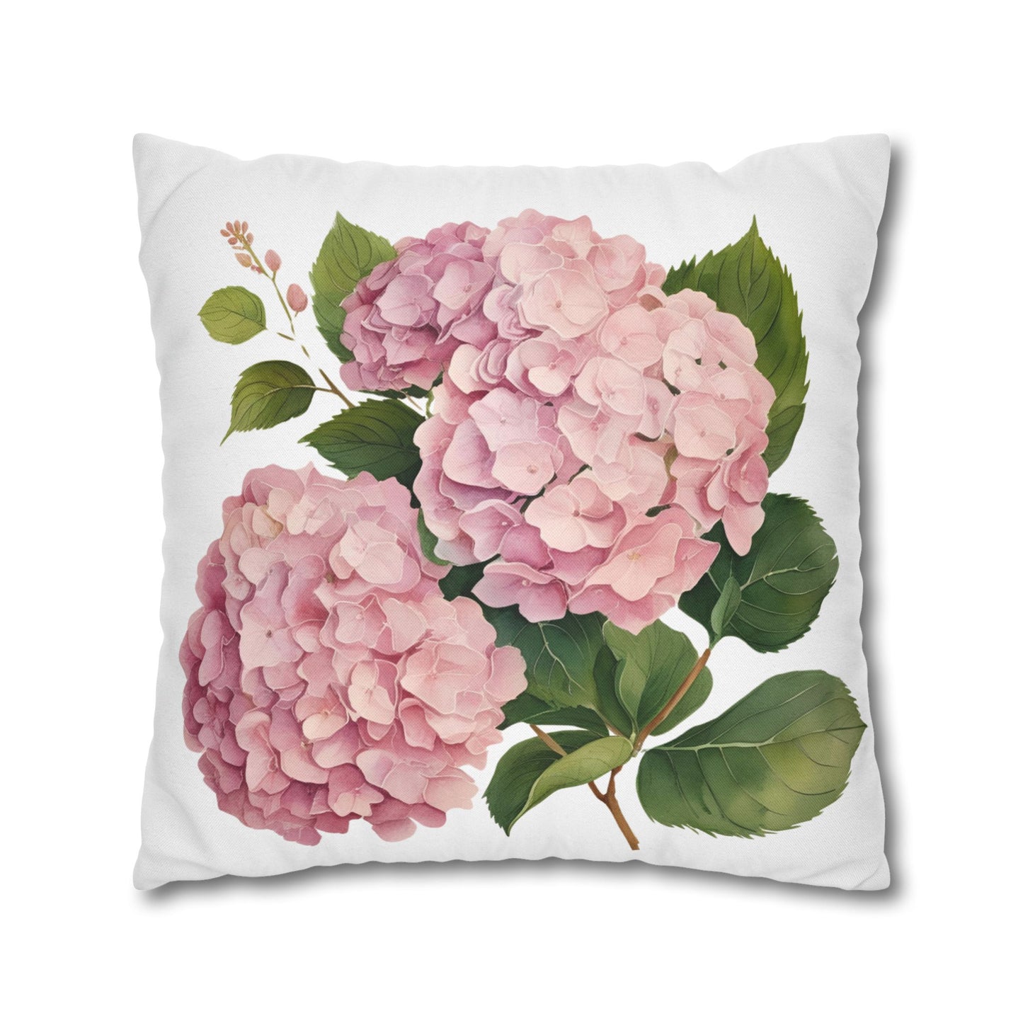 Tri Blushing Pink Floral Hydrangea Square Pillowcase - Cozy Home Decor