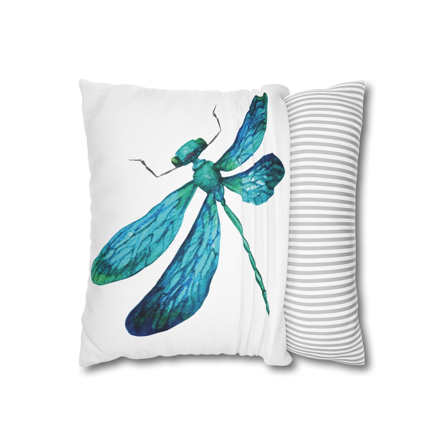 Turquoise and Blue Dragonfly Print Pillowcase, Decorative Cushion Cover, Home Decor, Gift for Nature Lovers, Boho Style, Cozy Living Room Accent