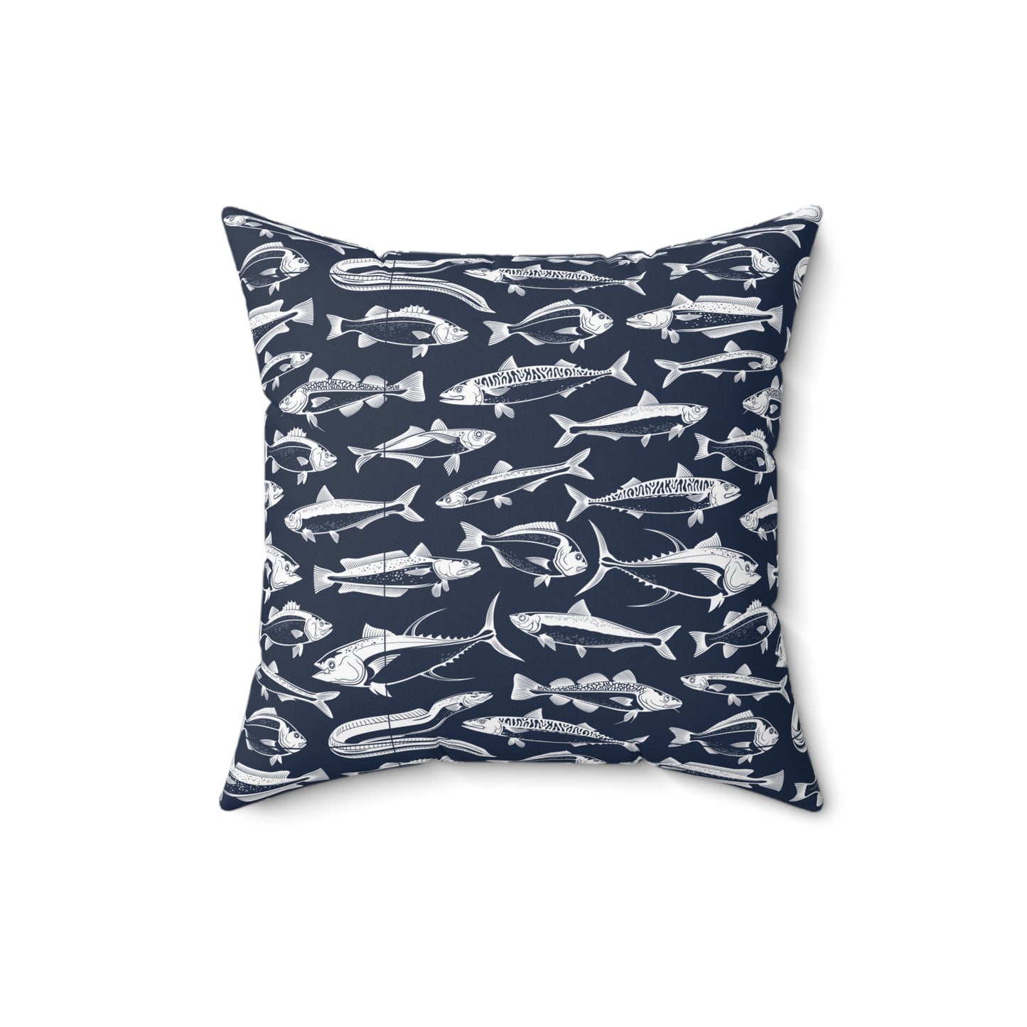 Nautical Cross Design & Fish Pattern on Back Side - Beach Lover Decorative Cushion