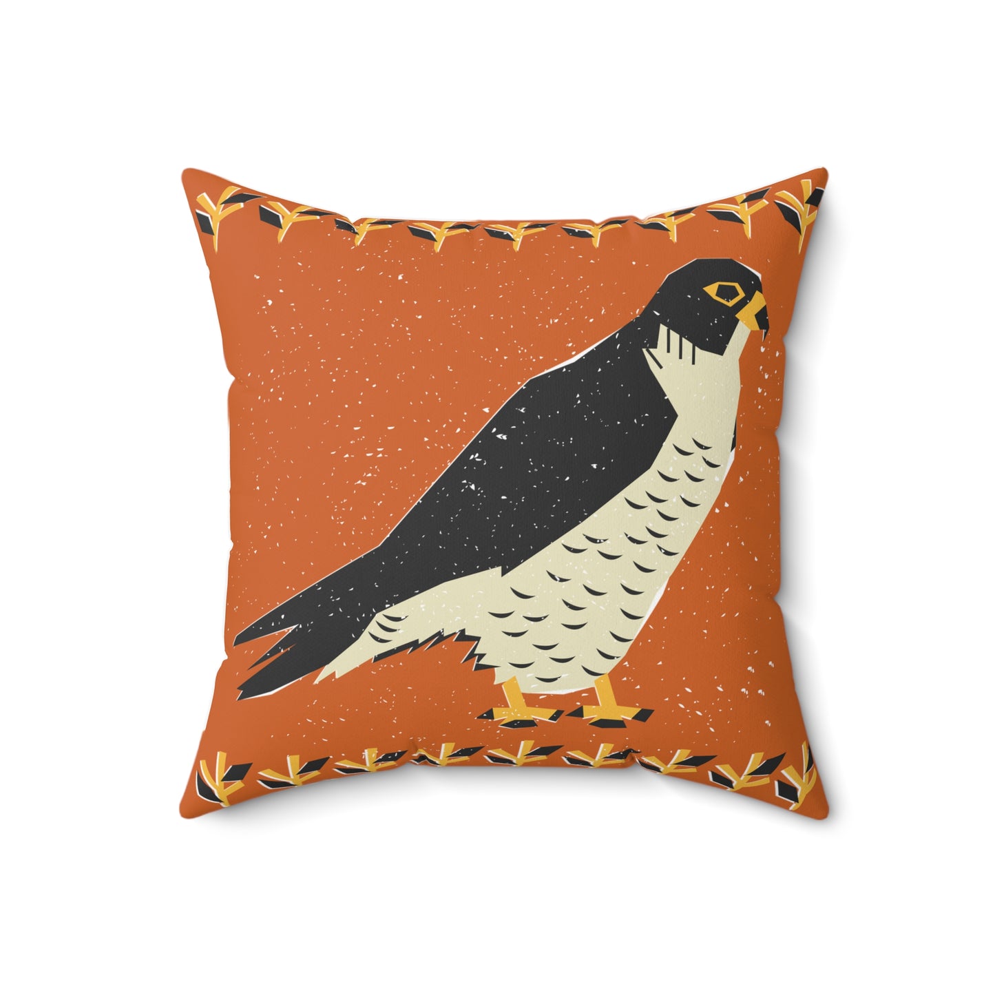 Folk Art Boho Tribal Hunting Hawk Square Pillow, Decorative Pillows for Home, Boho Living Room Decor, Gift for Her, Cozy Throw Pillow