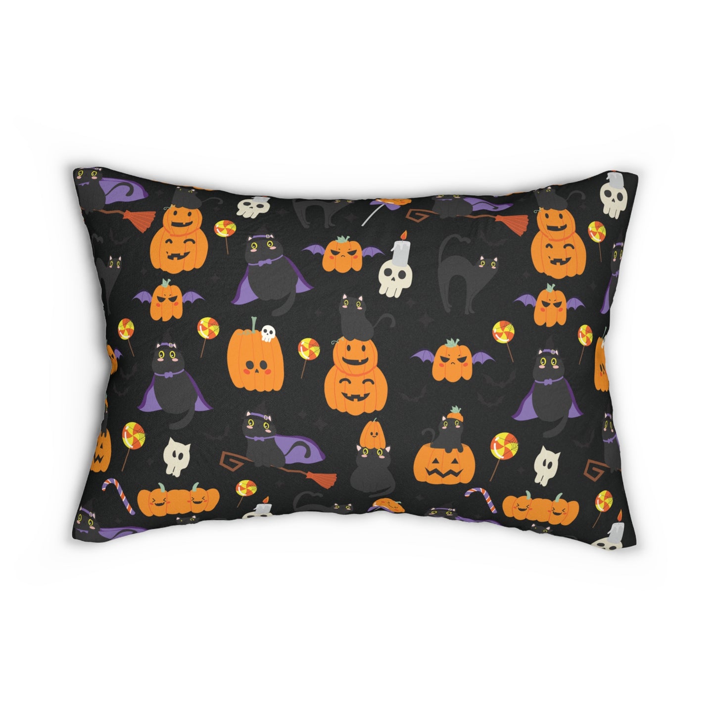 Halloween Lumbar Pillow, Spooky Home Decor, Fall Cushion, Festival Accent, Halloween Gift, Pumpkin Pillow