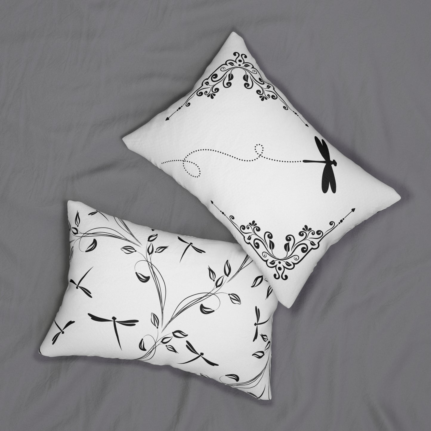 Elegant Dragonfly Lumbar Pillow | Stylish Home Decor, Gift for Nature Lovers, Modern Accent, Boho Style, Spring Decor