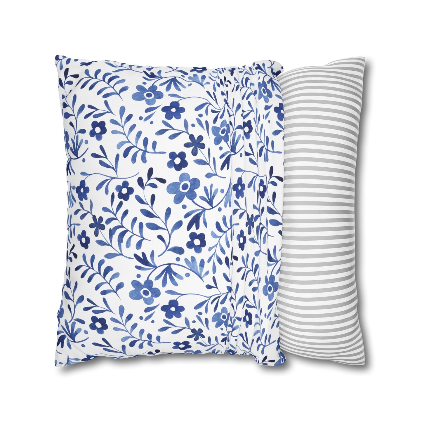 Floral Design Pillowcase - Cozy Home Decor, Decorative Cushion Cover, Blue & White Cushion, Gift for Homeowners, Floral Pillow