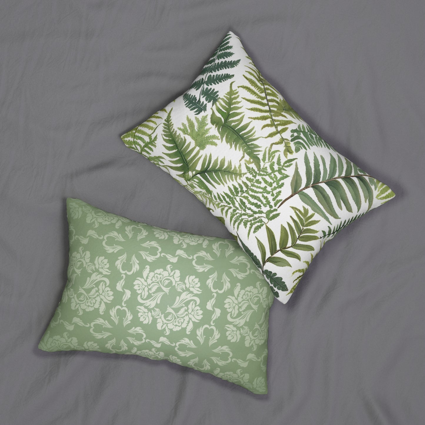 Botanical Fern White Background Lumbar Pillow - Nature-Inspired Home Decor, Cozy Throw Pillow, Leaf Print Cushion, Perfect Gift, Indoor Accent
