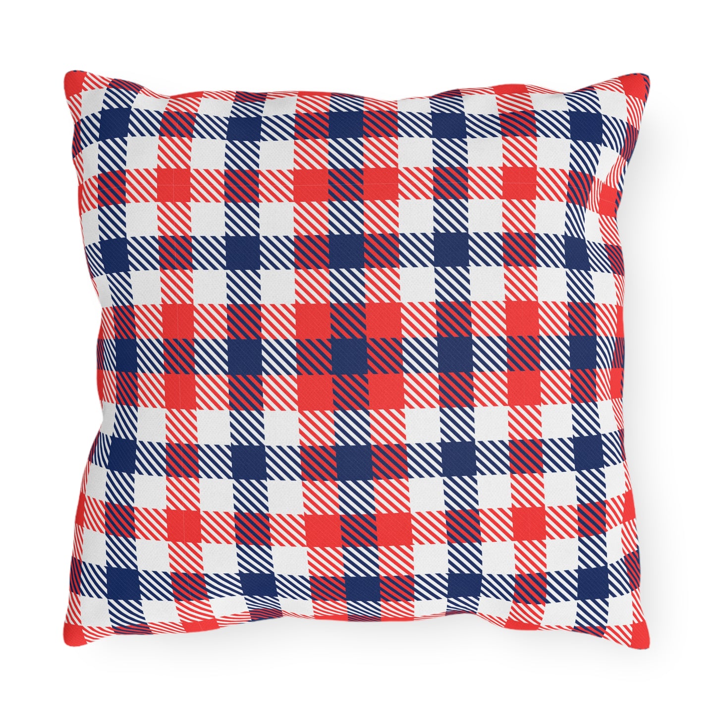 Outdoor Pillows - Nautical Fish & Patriotic Red White and Blue Plaid Cushions for Patio & Garden