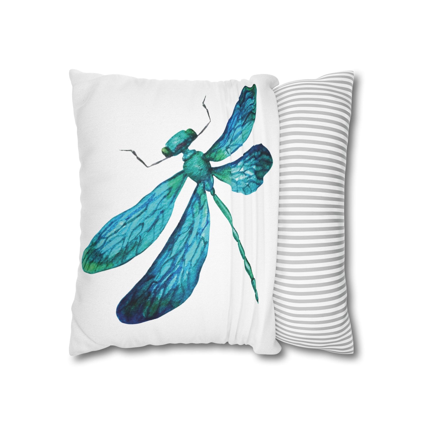 Turquoise and Blue Dragonfly Print Pillowcase, Decorative Cushion Cover, Home Decor, Gift for Nature Lovers, Boho Style, Cozy Living Room Accent