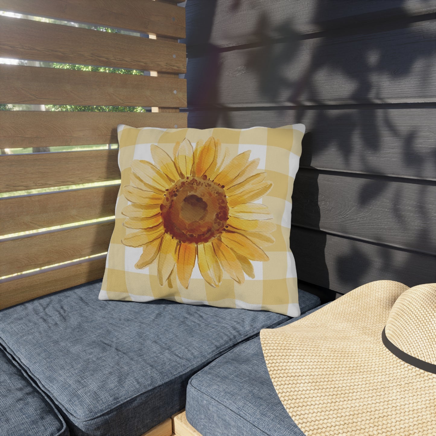 Sunflower Checkered Outdoor Pillows - Bright & Cheerful Home Decor
