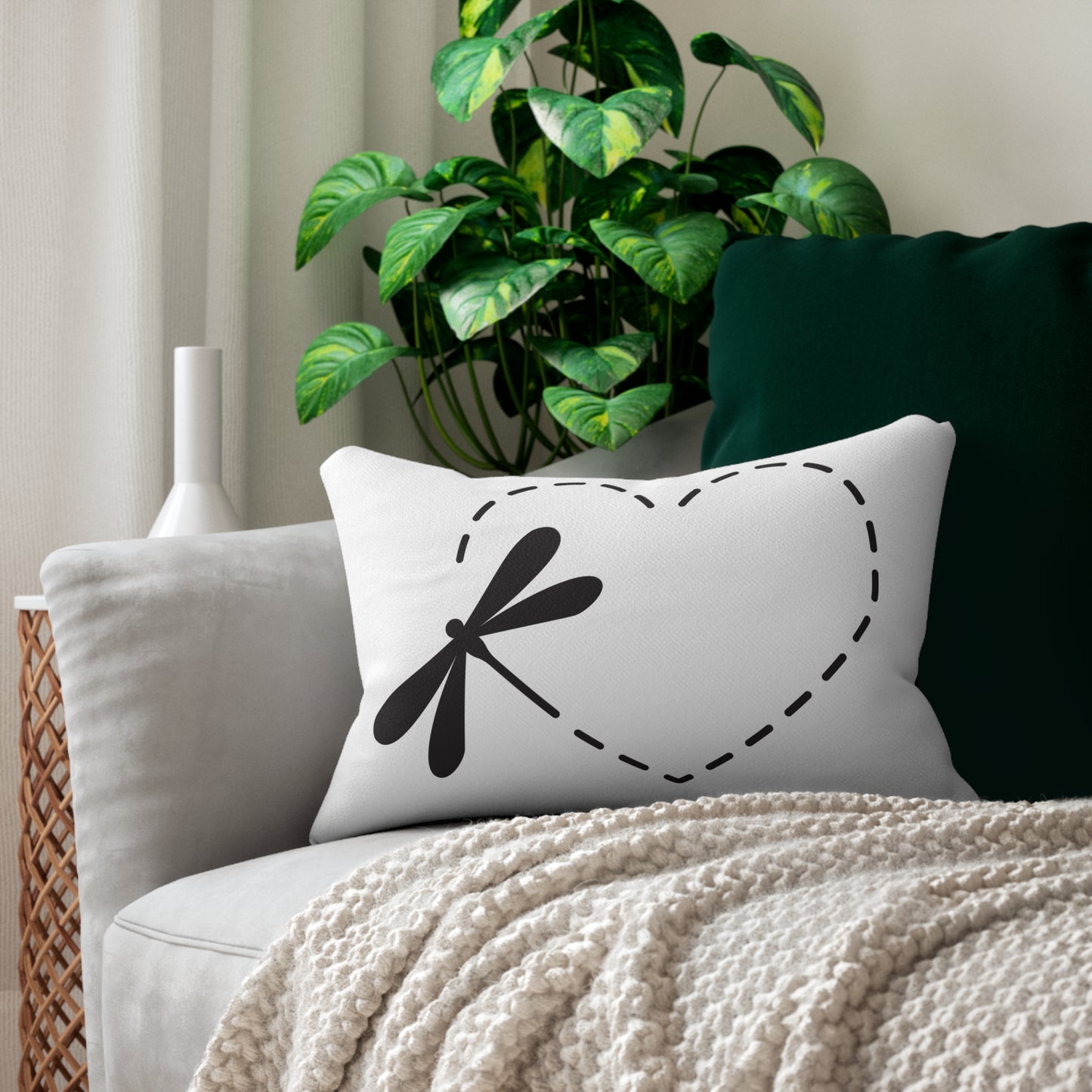 Dragonfly Love Lumbar Pillow | Boho Home Decor, Gift for Nature Lovers, Cozy Throw Cushion, Sofas & Beds, Modern Farmhouse Style