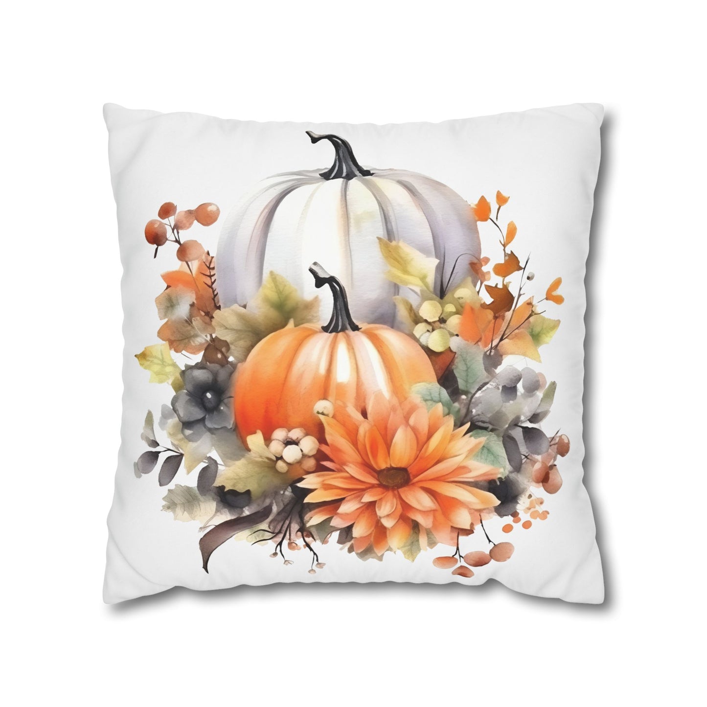 Autumn Floral Pillowcase, Cozy Fall Decor, Pumpkin Decorative Cushion, Harvest Home Accent, Thanksgiving Gift Ideas