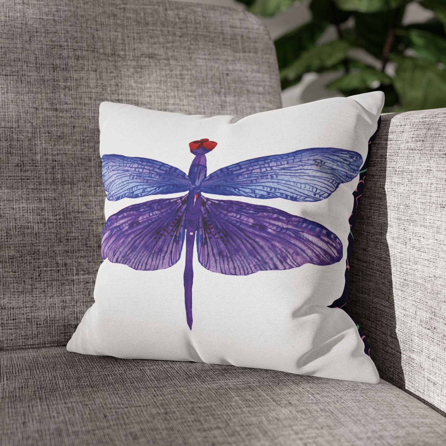 Vibrant Purple Dragonfly Decorative Pillowcase, Home Decor Accent, Gift for Nature Lovers, Throw Pillow, Summer Vibes, Unique Interior