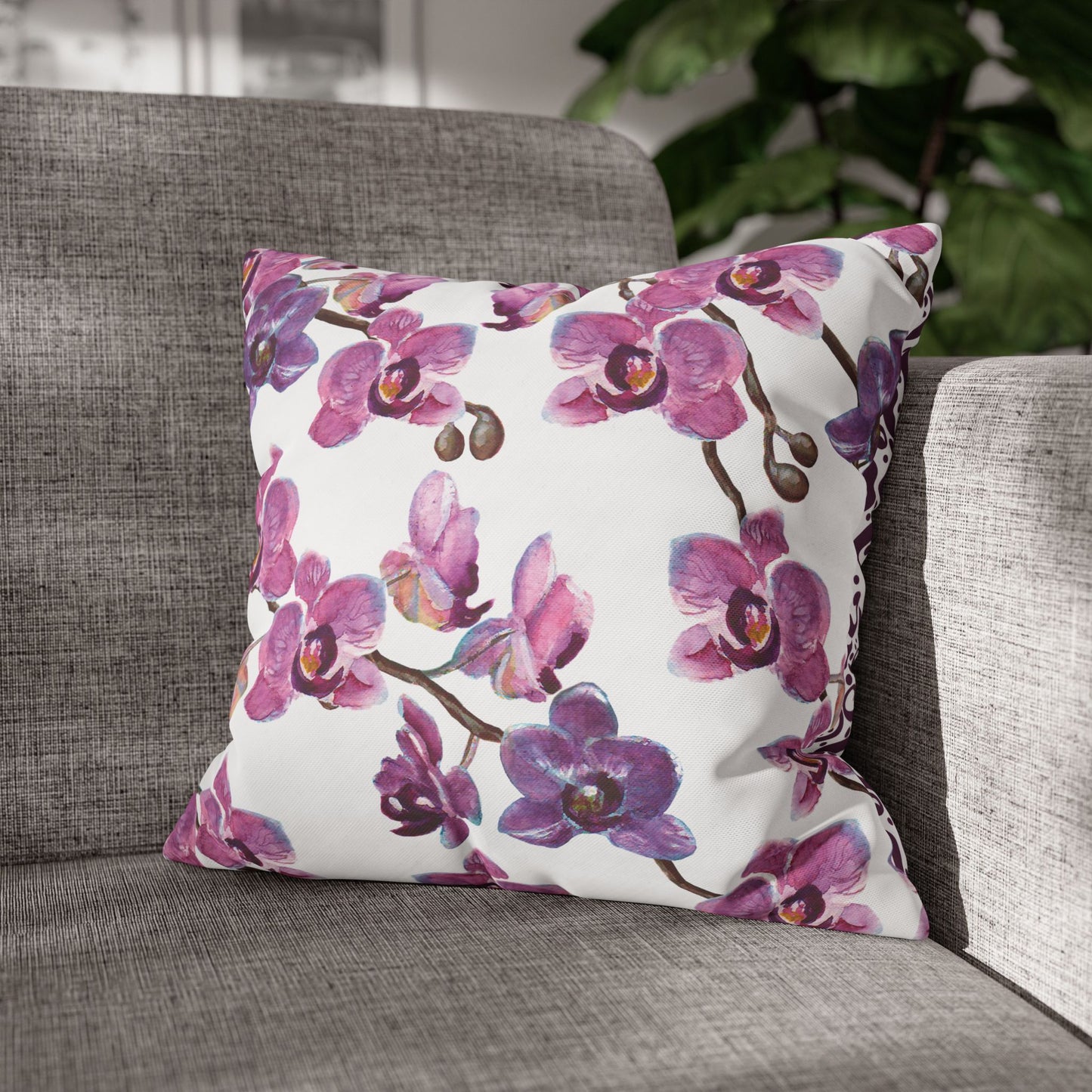 Floral Poly Canvas Pillowcase, Home Decor, Throw Pillow, Wedding Gift, Bedroom Accents, Floral Design Pillow