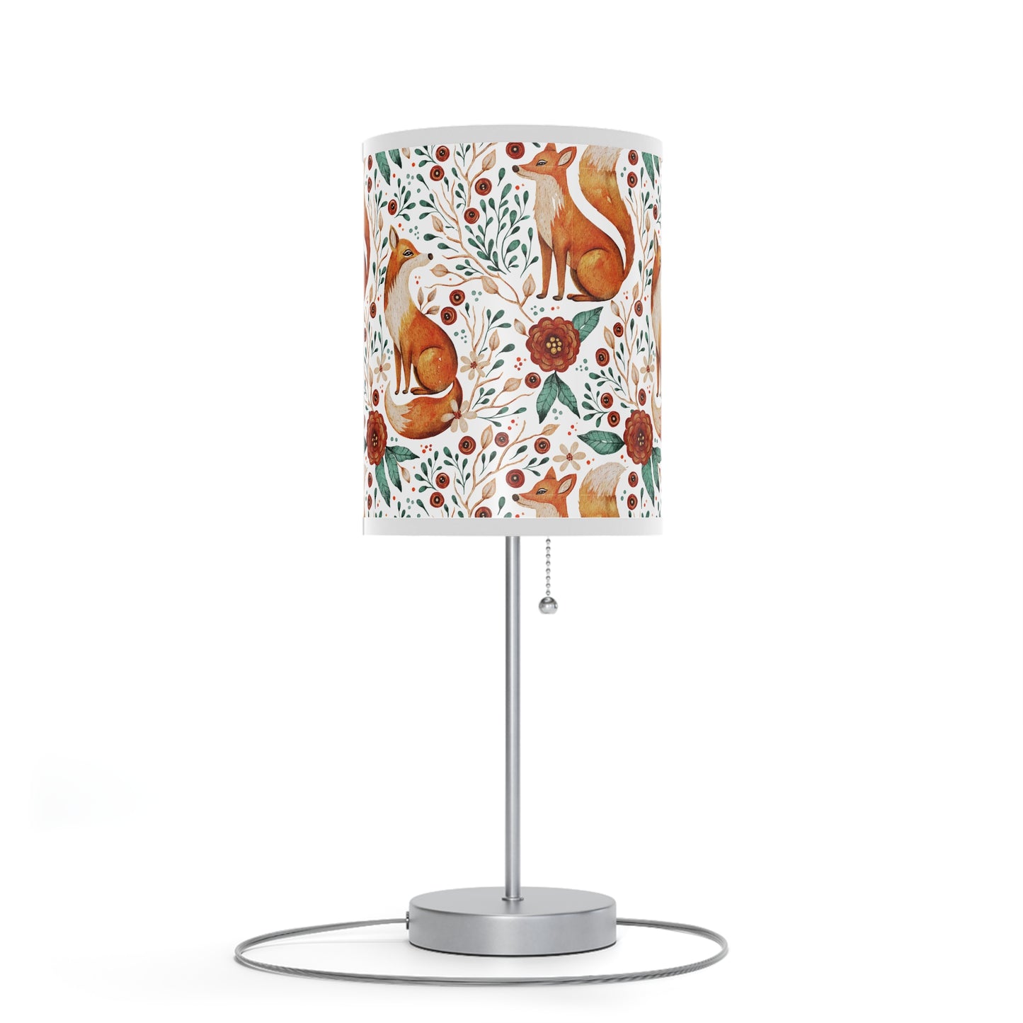 Whimsical Fox Floral Table Lamp - Stylish Decorative Lighting for Cozy Spaces - White