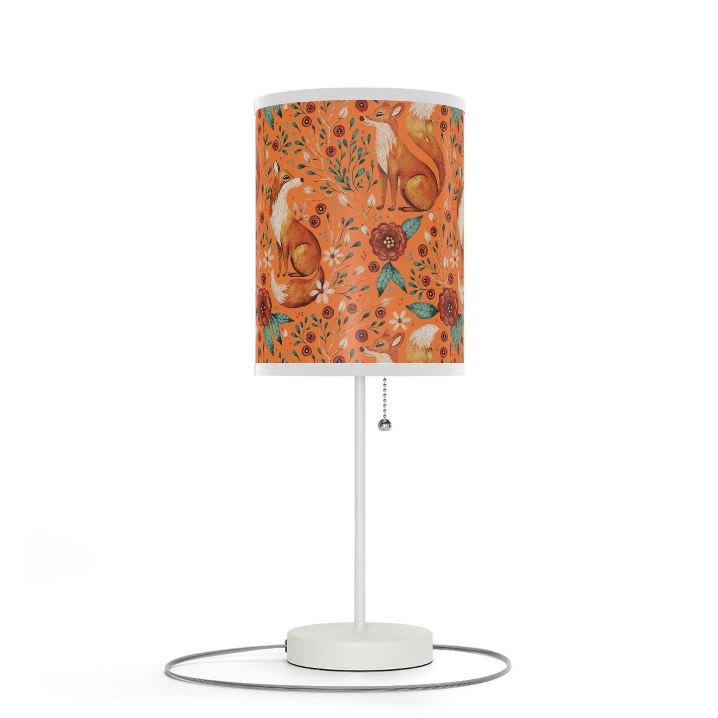 Whimsical Fox Floral Table Lamp - Stylish Decorative Lighting for Cozy Spaces - Sunset Orange