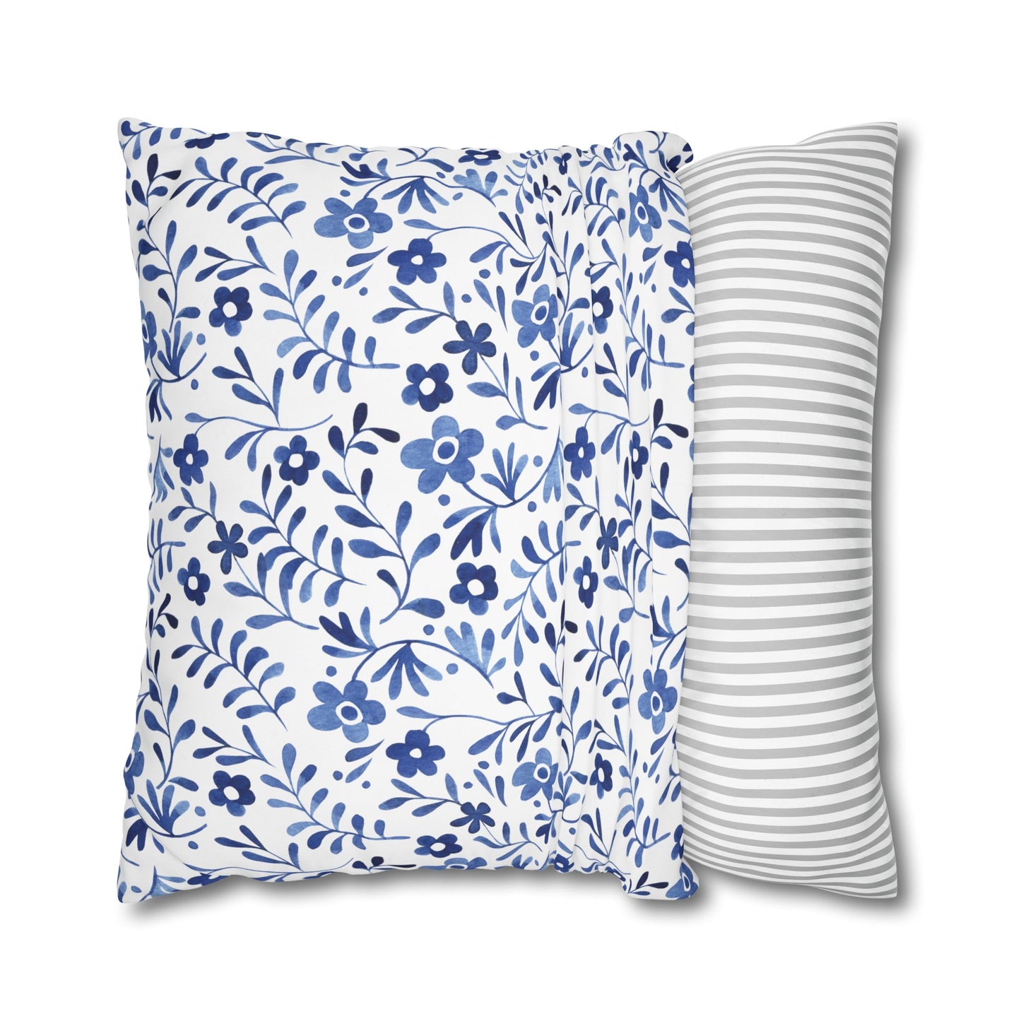 Floral Design Pillowcase - Cozy Home Decor, Decorative Cushion Cover, Blue & White Cushion, Gift for Homeowners, Floral Pillow