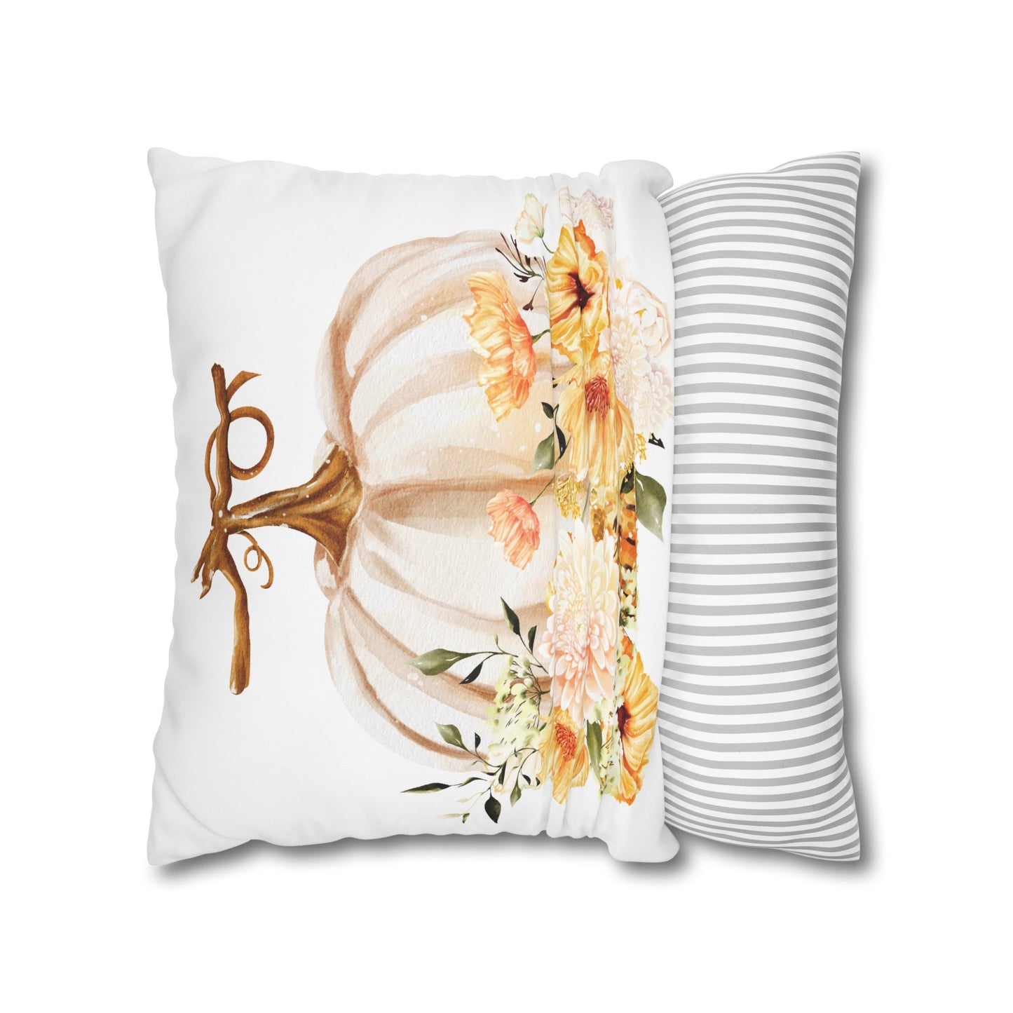 Floral Pumpkin Pillowcase, Cozy Home Decor, Fall Decor, Harvest Celebration, Thanksgiving Gift, Floral Accent Pillow