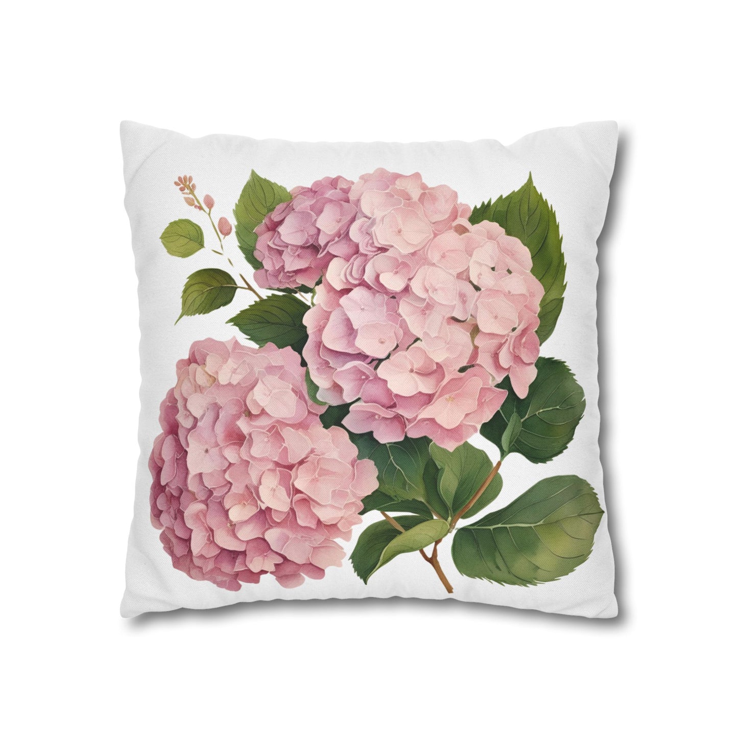 Tri Blushing Pink Floral Hydrangea Square Pillowcase - Cozy Home Decor