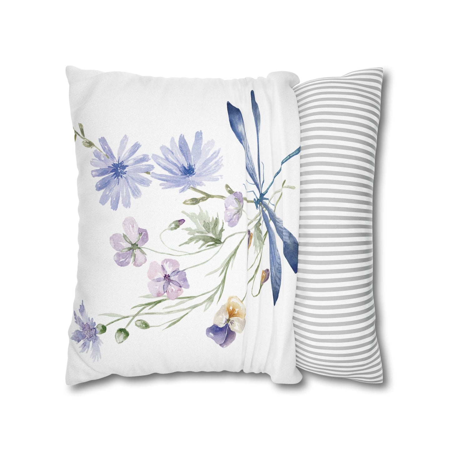 Floral Dragonfly Decorative Pillowcase | Home Décor, Gifts for Her, Couch Cushion Cover, Spring/Summer Accent, Nature Lover's Gift