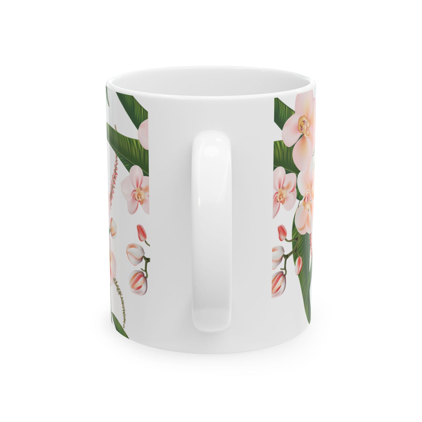 Floral Ceramic Mug, Orchid Coffee Cup, Tea Mug Gift, Botanical Drinkware, Nature Lover's Mug, Pink Flower Decor