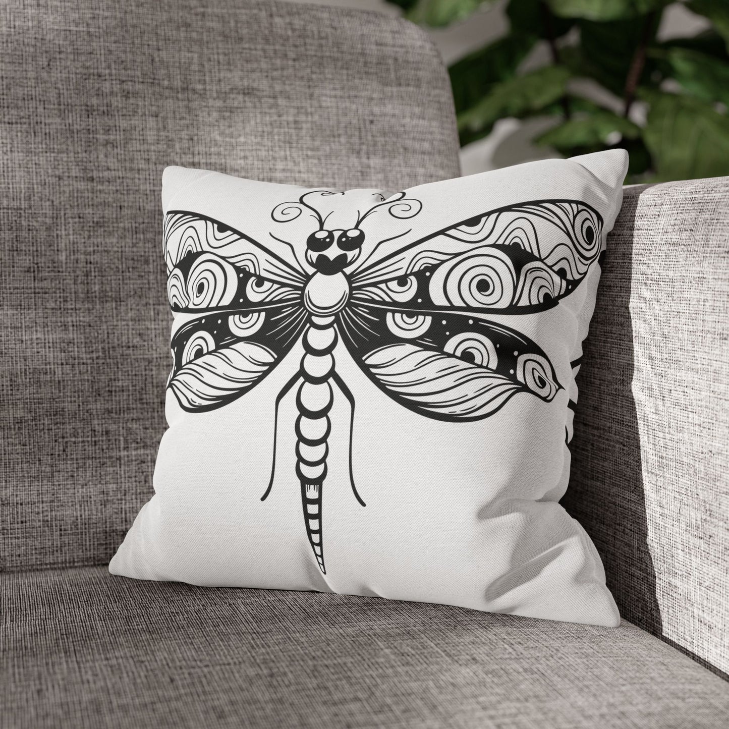 Boho Black and White Butterfly Pillowcase - Decorative Throw Pillow Cover, Home Decor, Gift for Nature Lovers, Modern Cushion, Cozy Vibe