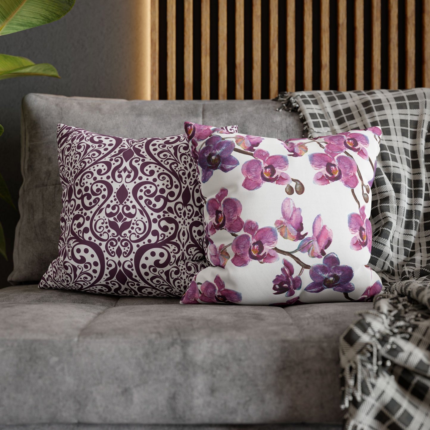 Floral Poly Canvas Pillowcase, Home Decor, Throw Pillow, Wedding Gift, Bedroom Accents, Floral Design Pillow