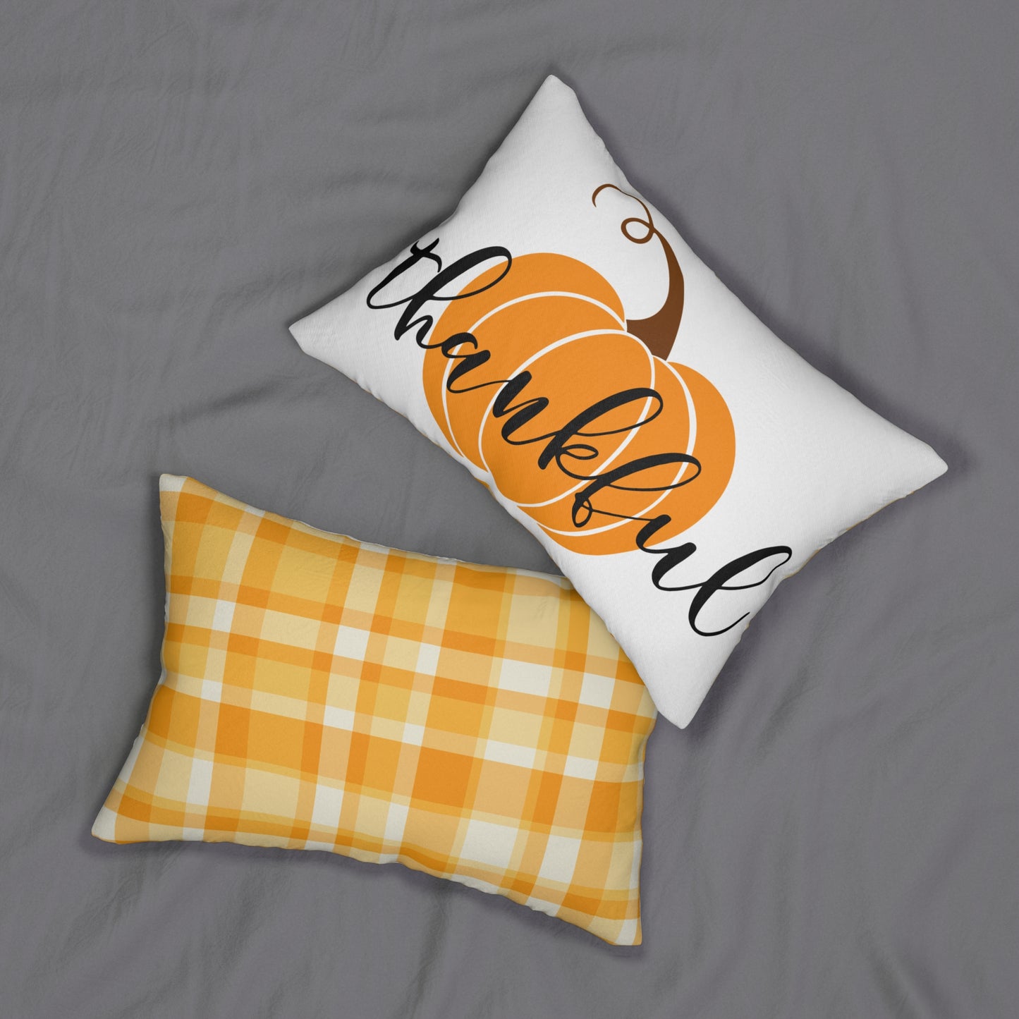 Thankful Pumpkin Lumbar Pillow - Cozy Fall Decor for Thanksgiving, Harvest, Home Styling, Holiday Gift, Autumn Vibes