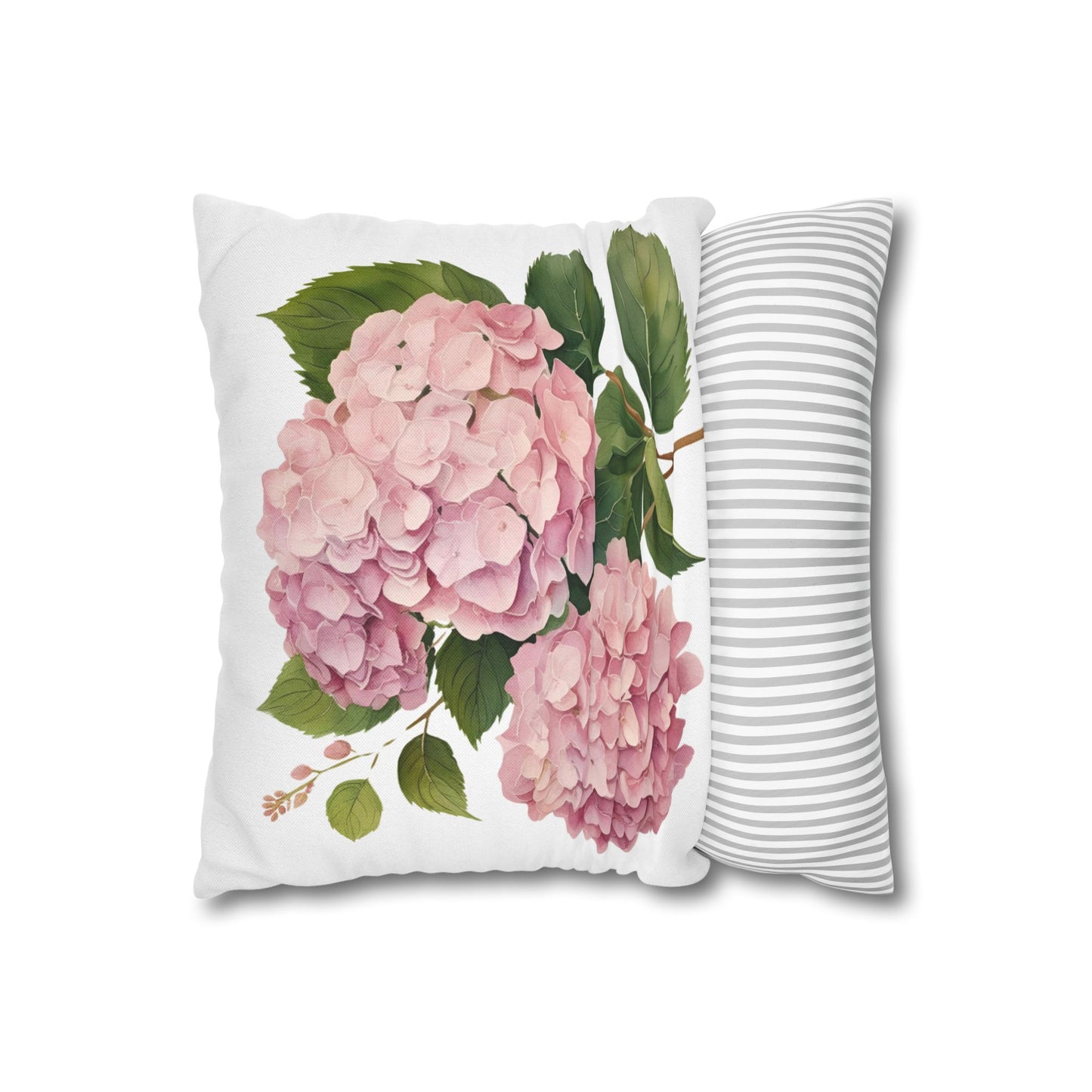 Tri Blushing Pink Floral Hydrangea Square Pillowcase - Cozy Home Decor