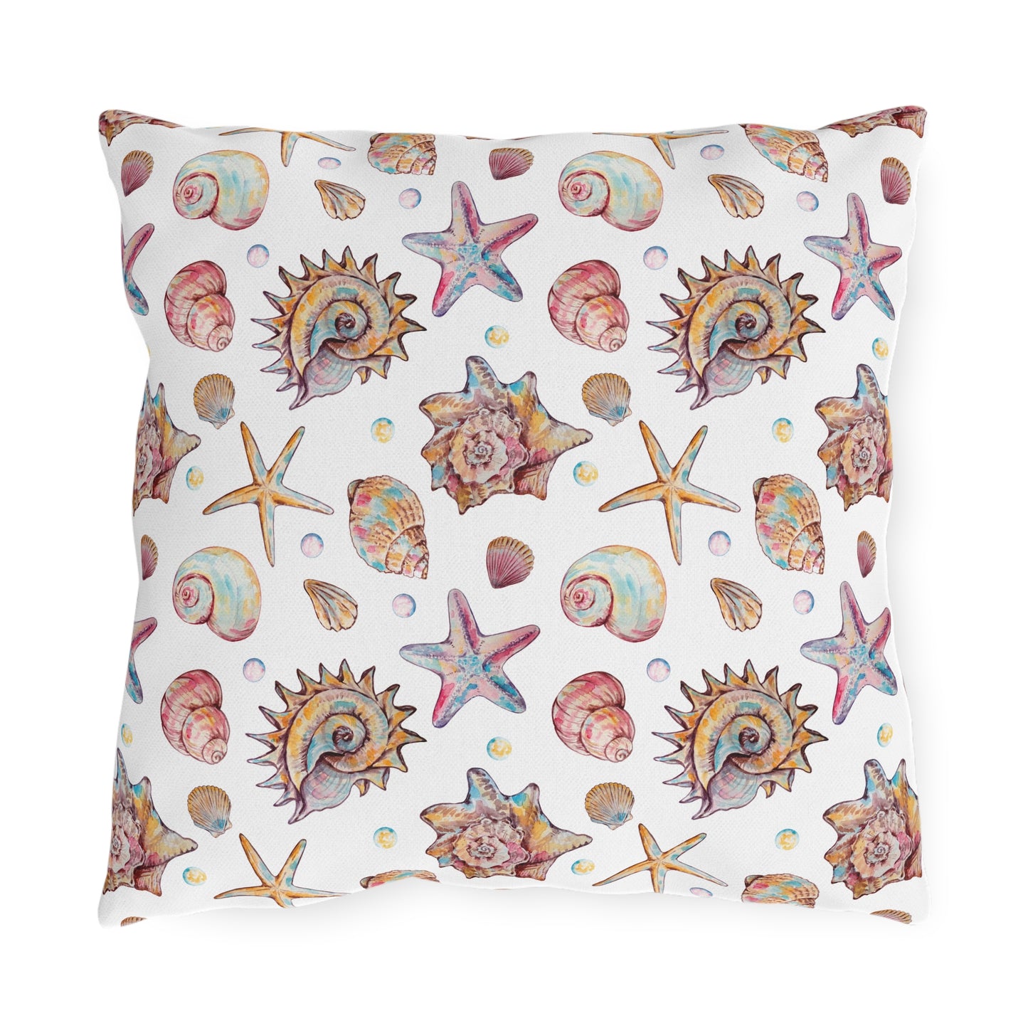 Coastal-Themed Outdoor Pillows - Nautical Shell & Blue Stripe Designs