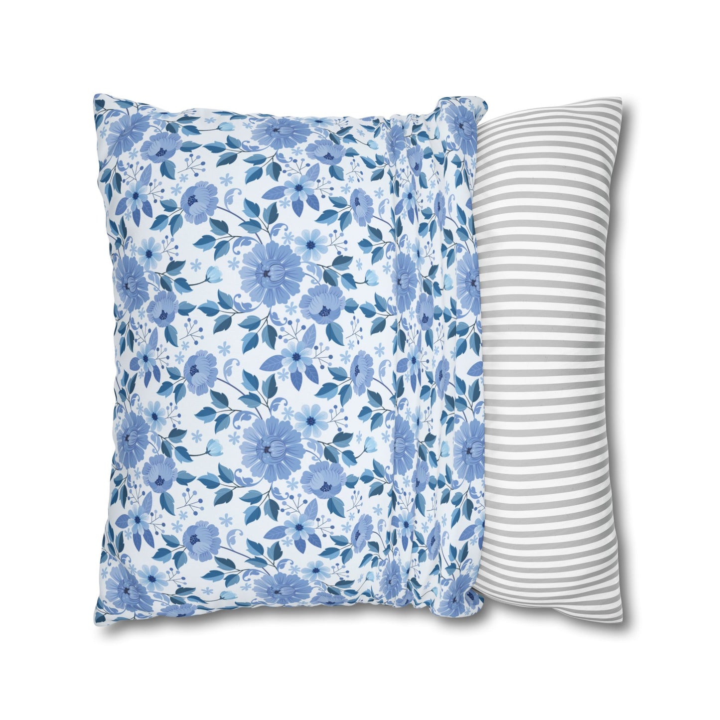 Floral Print Throw Pillowcase, Cozy Home Decor, Gift for Her, Accent Cushions, Living Room Comfort, Wedding Gift, Blue Flower Cushion