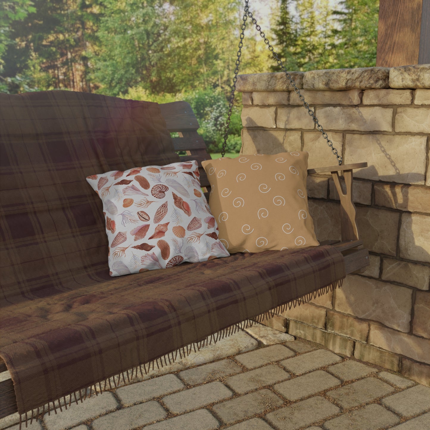 Outdoor Pillows - Rainbow Seashell Graphics