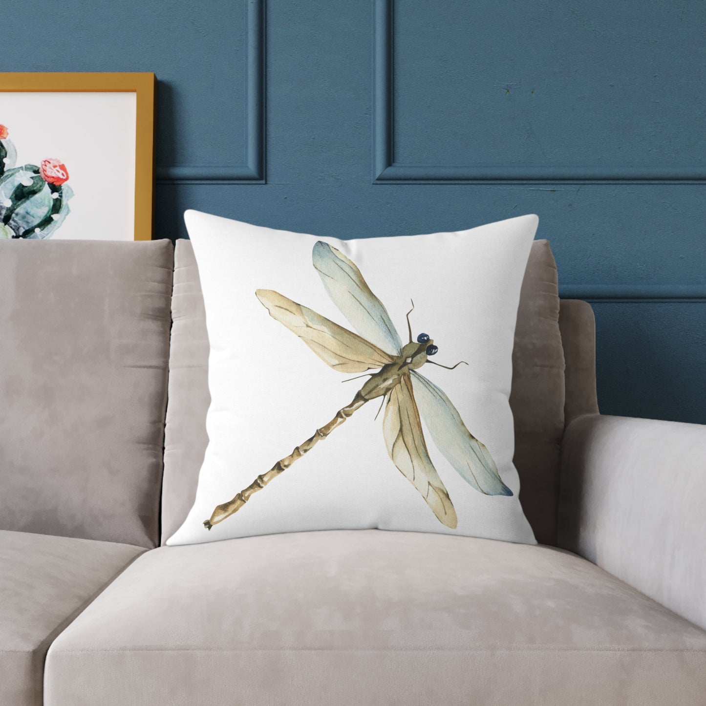 Nature-Inspired Decorative Dragonfly Pillow, Floral Cushion, Home Decor, Gift for Garden Lovers, Cozy Living Room Accent