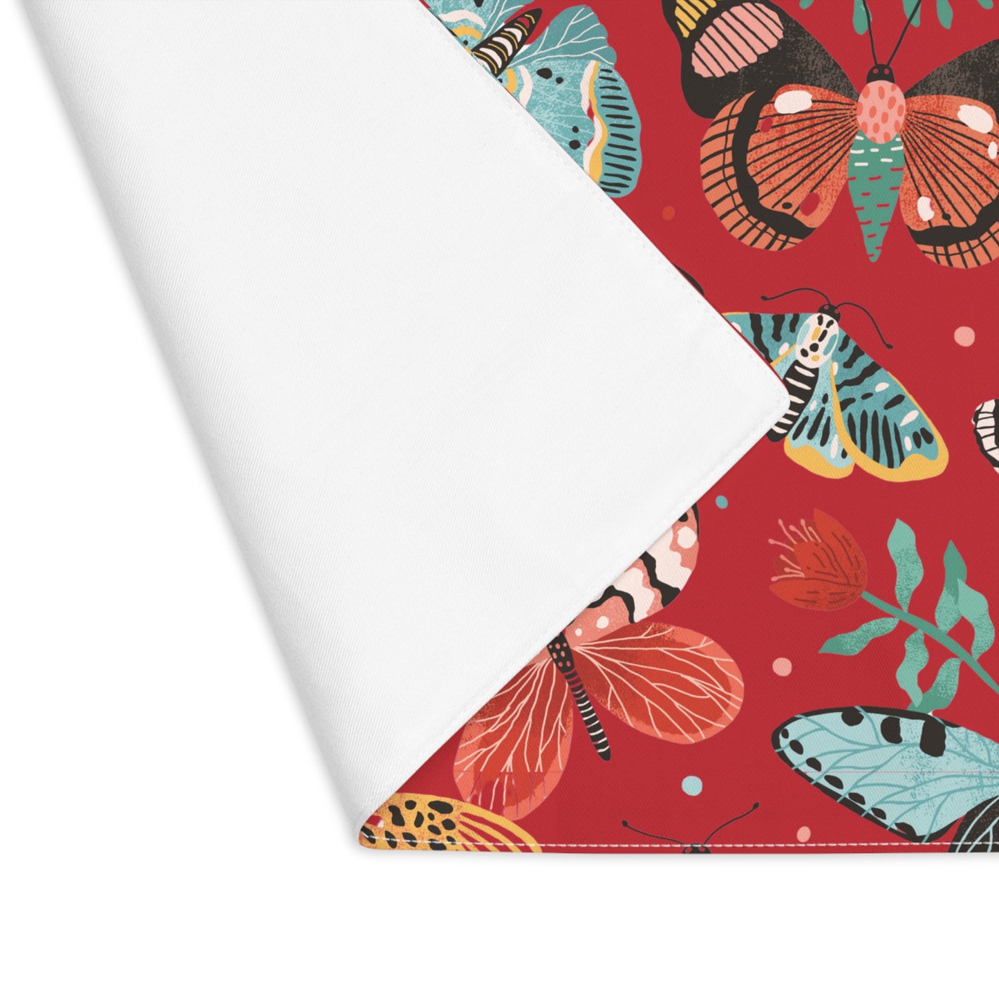 Butterfly Breeze Placemat - Turquoise and Earthy Red Butterfly Design - Deep Red