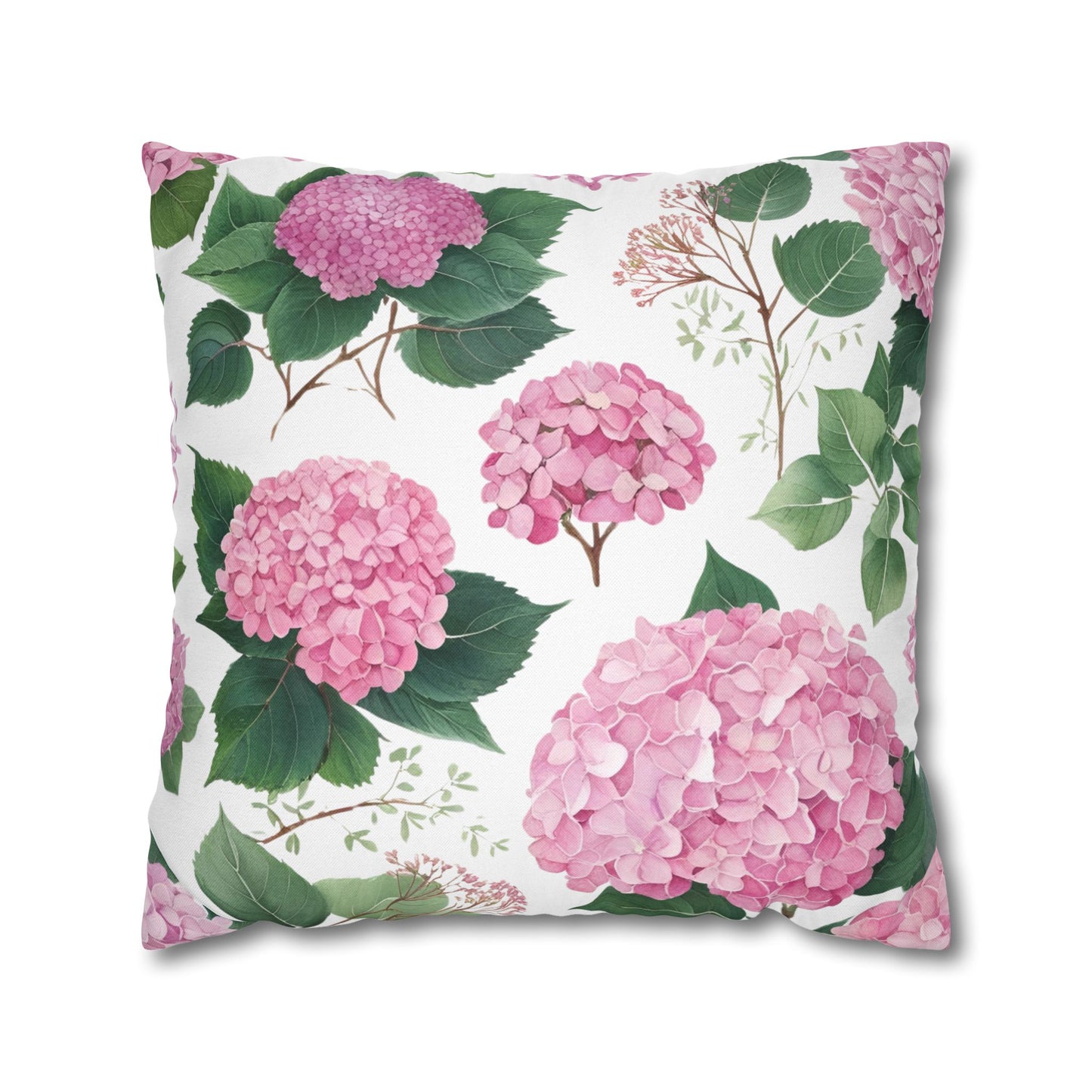 Blushing Hydrangeas – Pink Floral Square Pillowcase