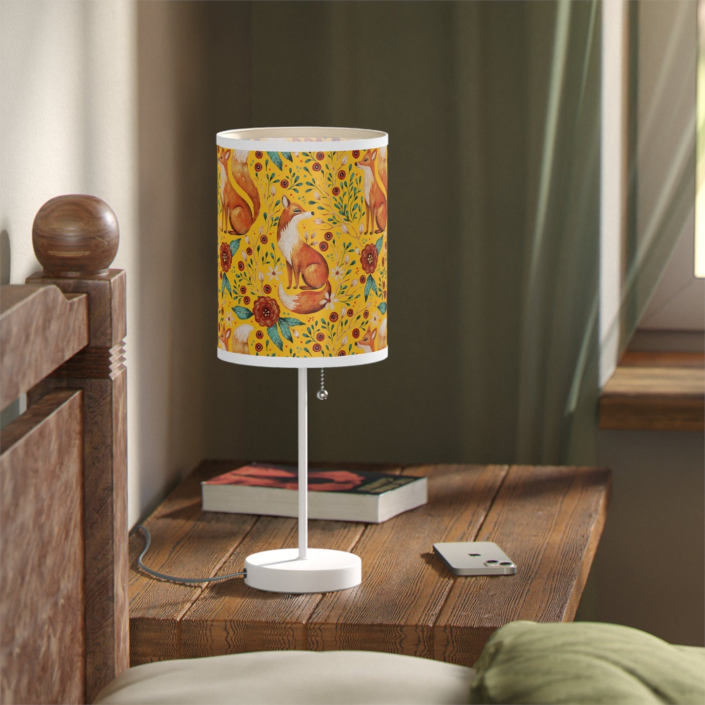 Whimsical Fox Floral Table Lamp - Stylish Decorative Lighting for Cozy Spaces - Yellow