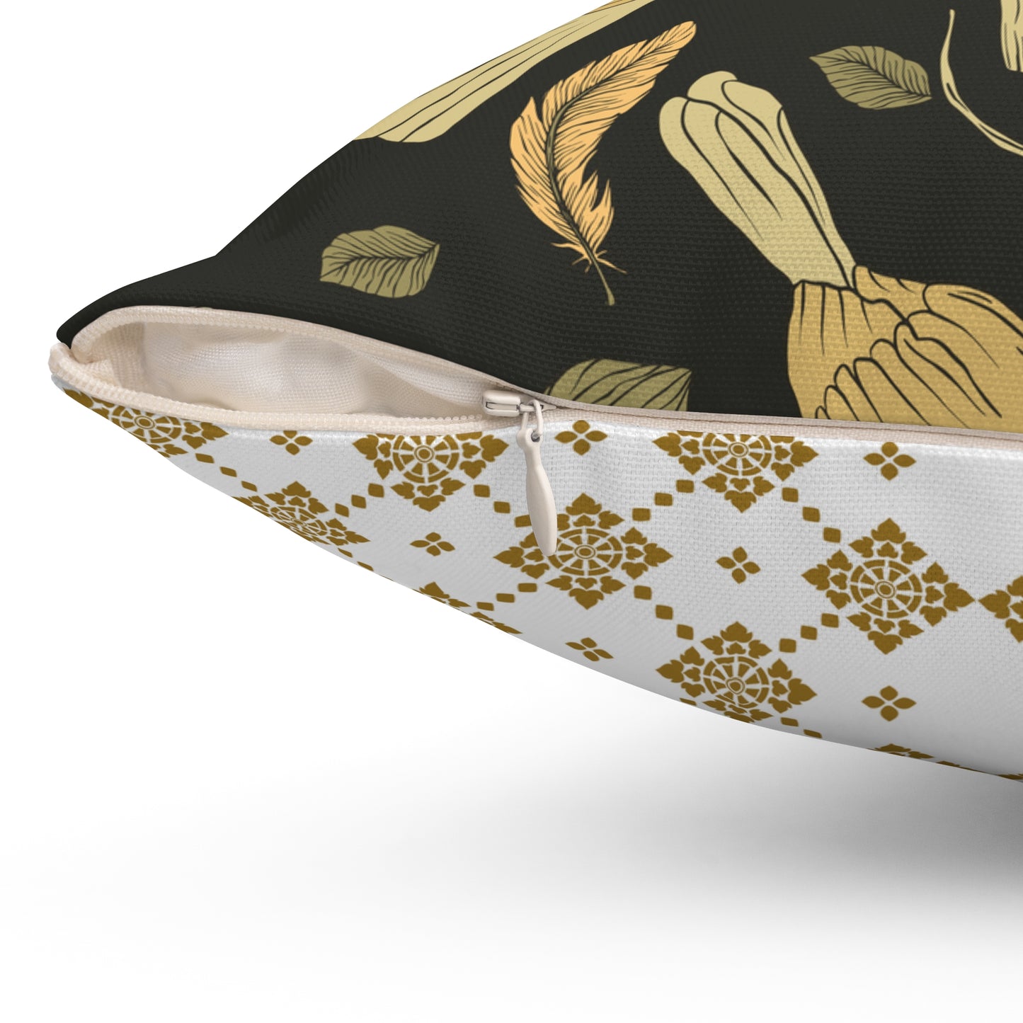 Throw Pillow Songbirds Eating Berries Chic Decorative Throw Pillow, Floral and Geometric Patterns, Cozy Home Accent, Stylish Cushion for Living Room, Unique Gift Idea