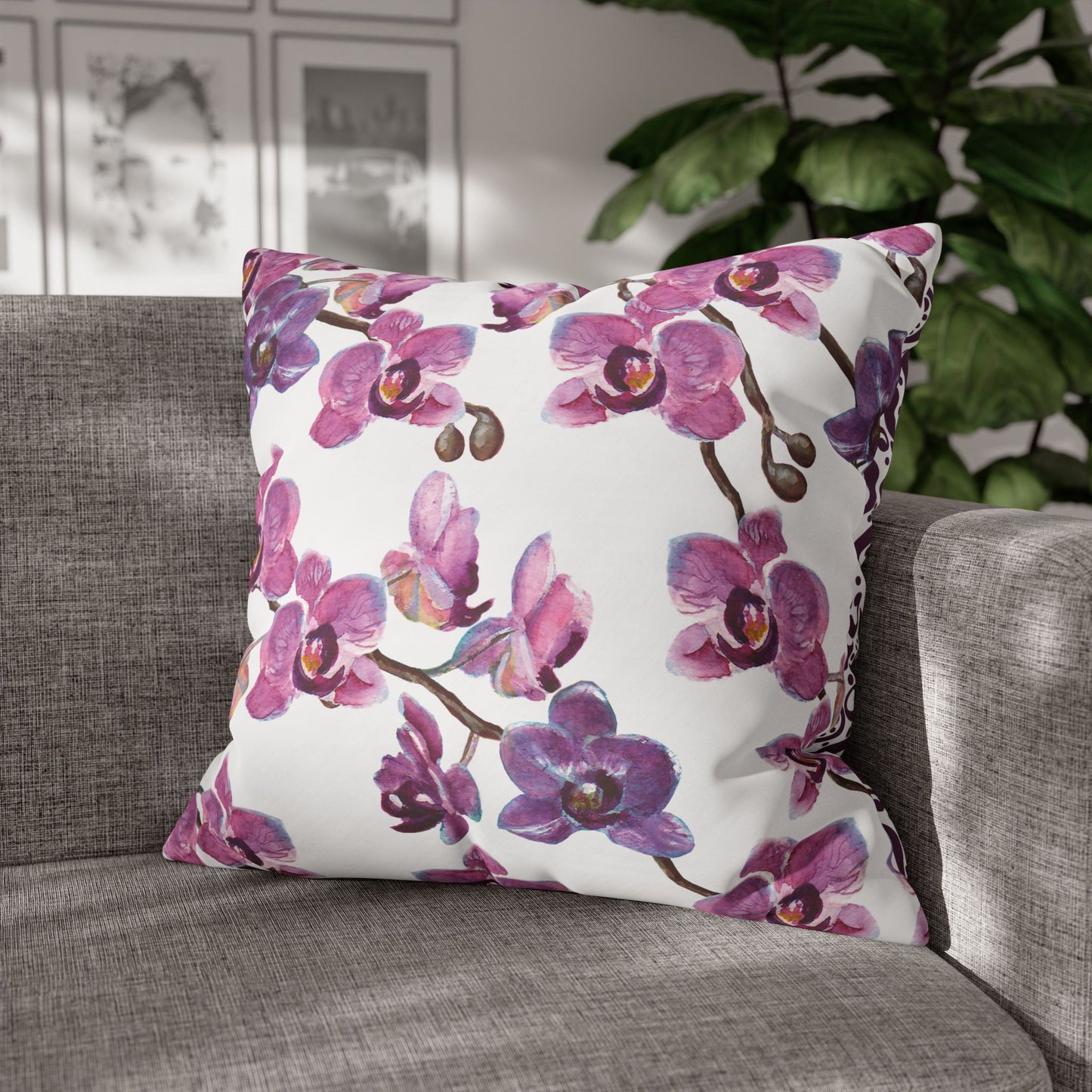 Floral Poly Canvas Pillowcase, Home Decor, Throw Pillow, Wedding Gift, Bedroom Accents, Floral Design Pillow